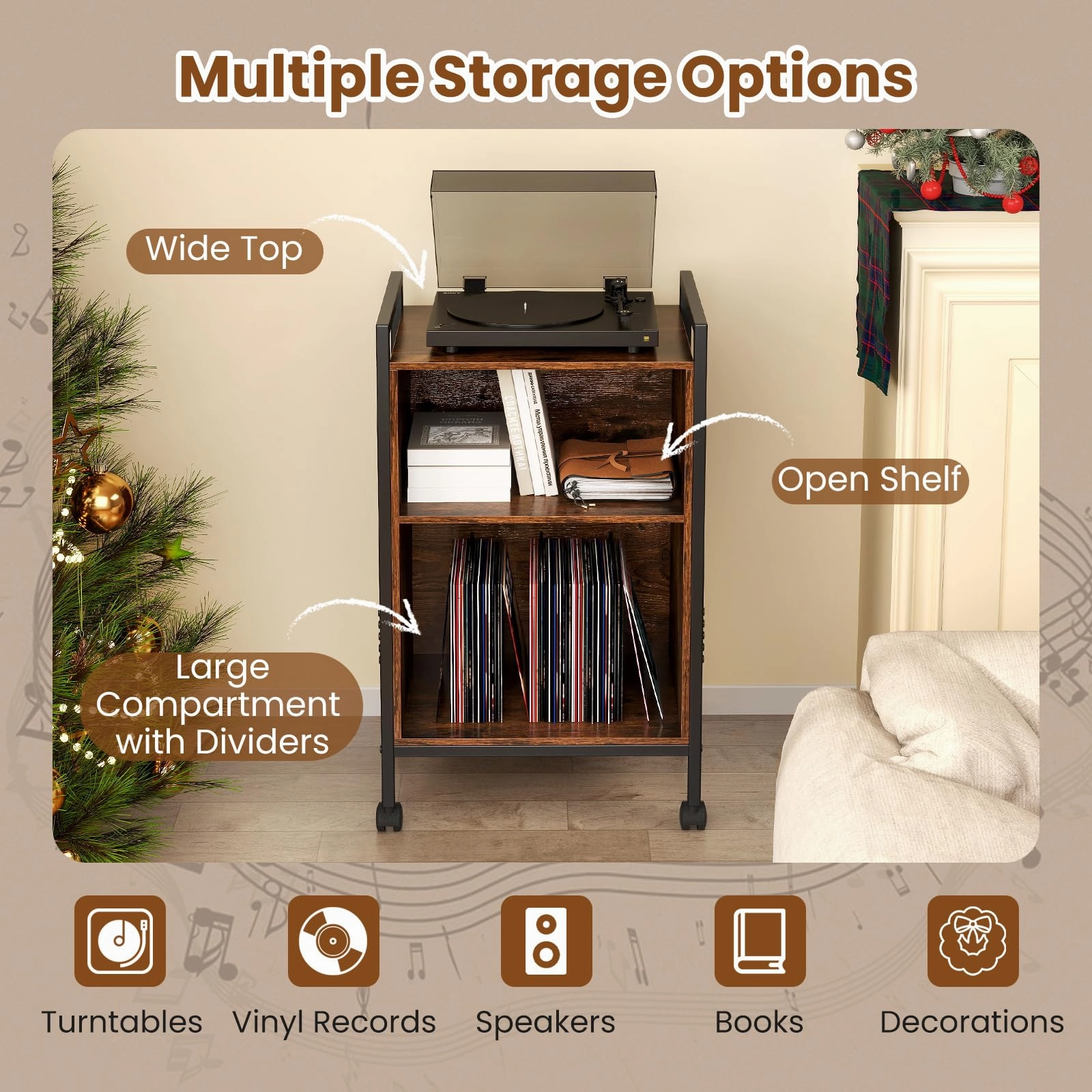 Giantex Record Player Stand with Charging Station