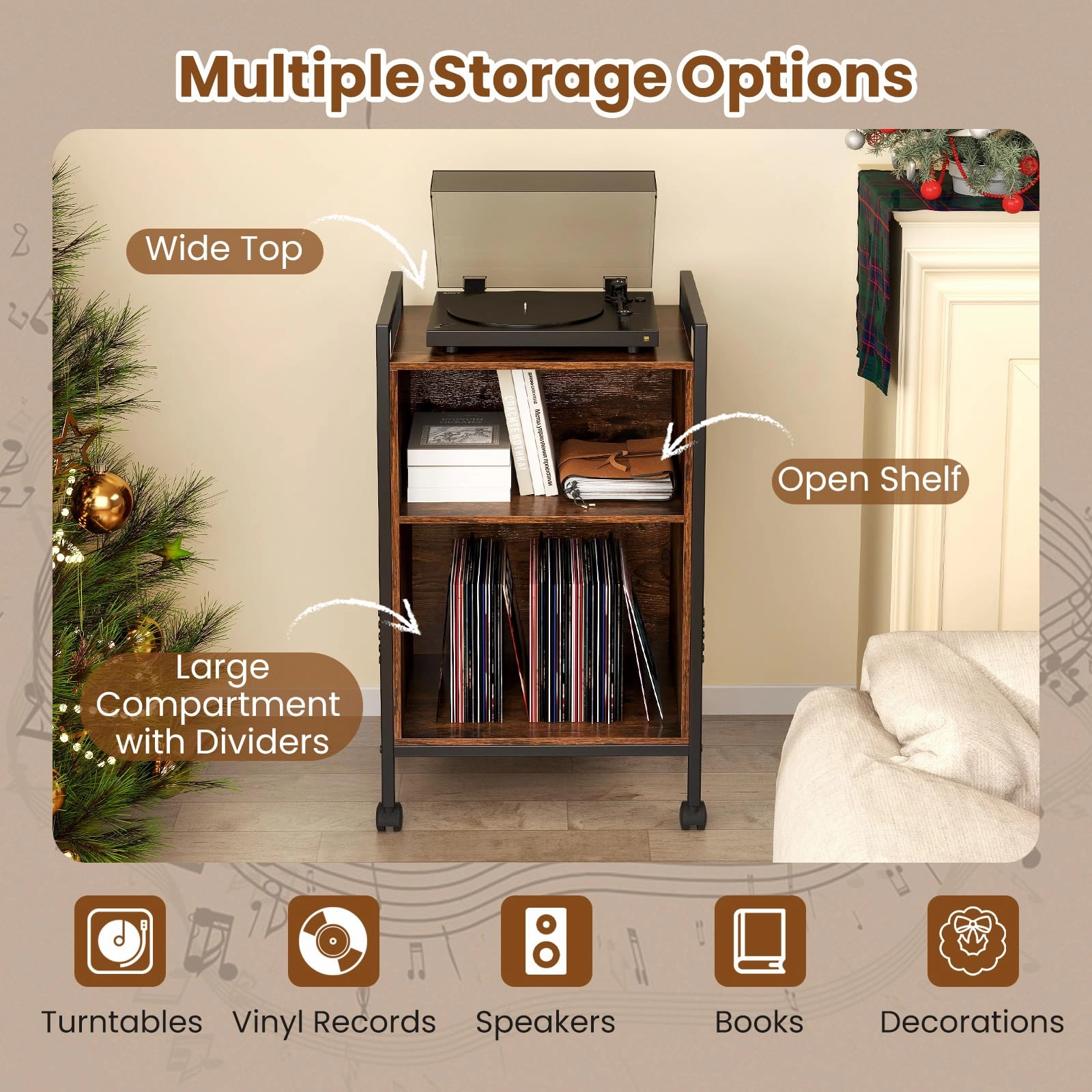 Giantex Record Player Stand with Charging Station