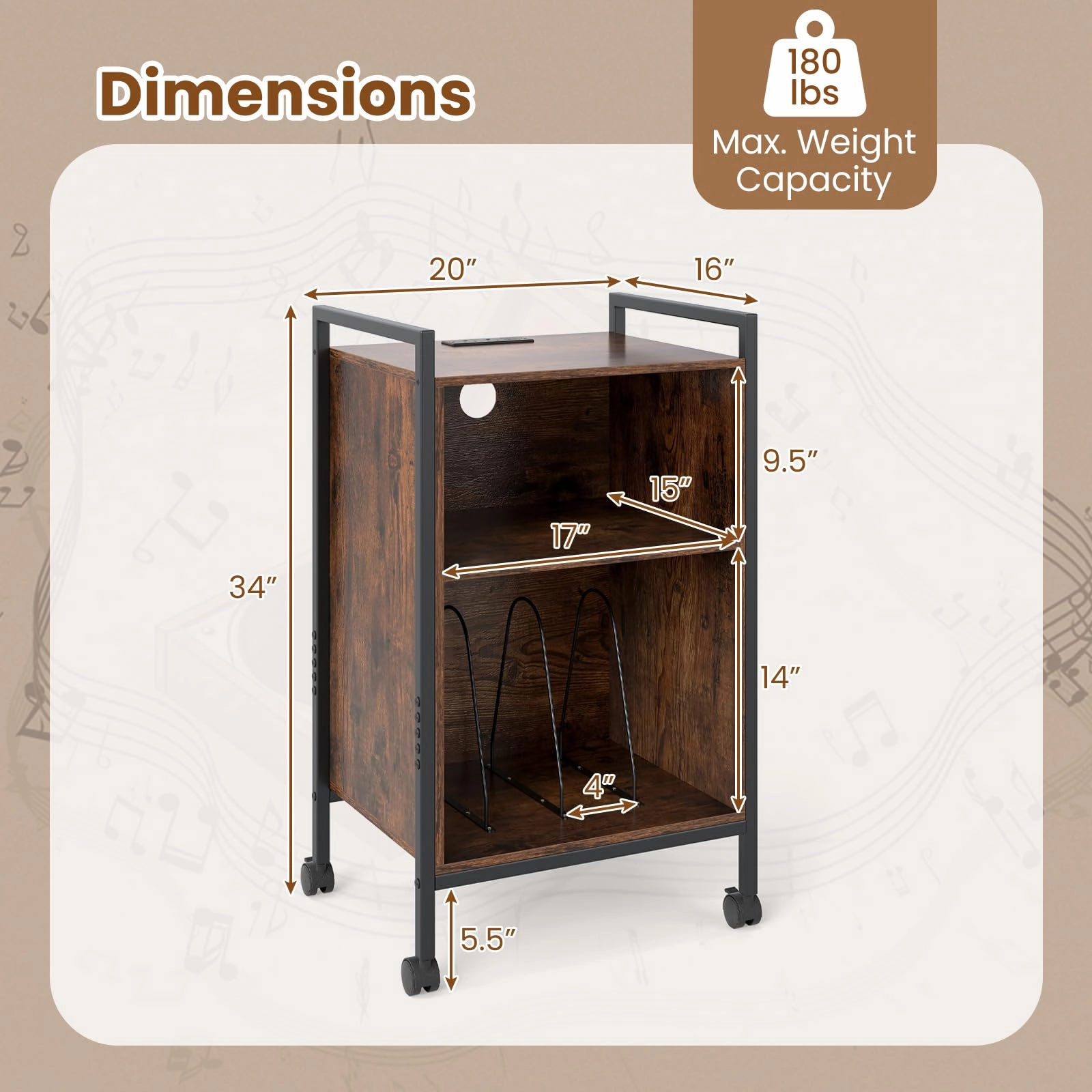 Giantex Record Player Stand with Charging Station