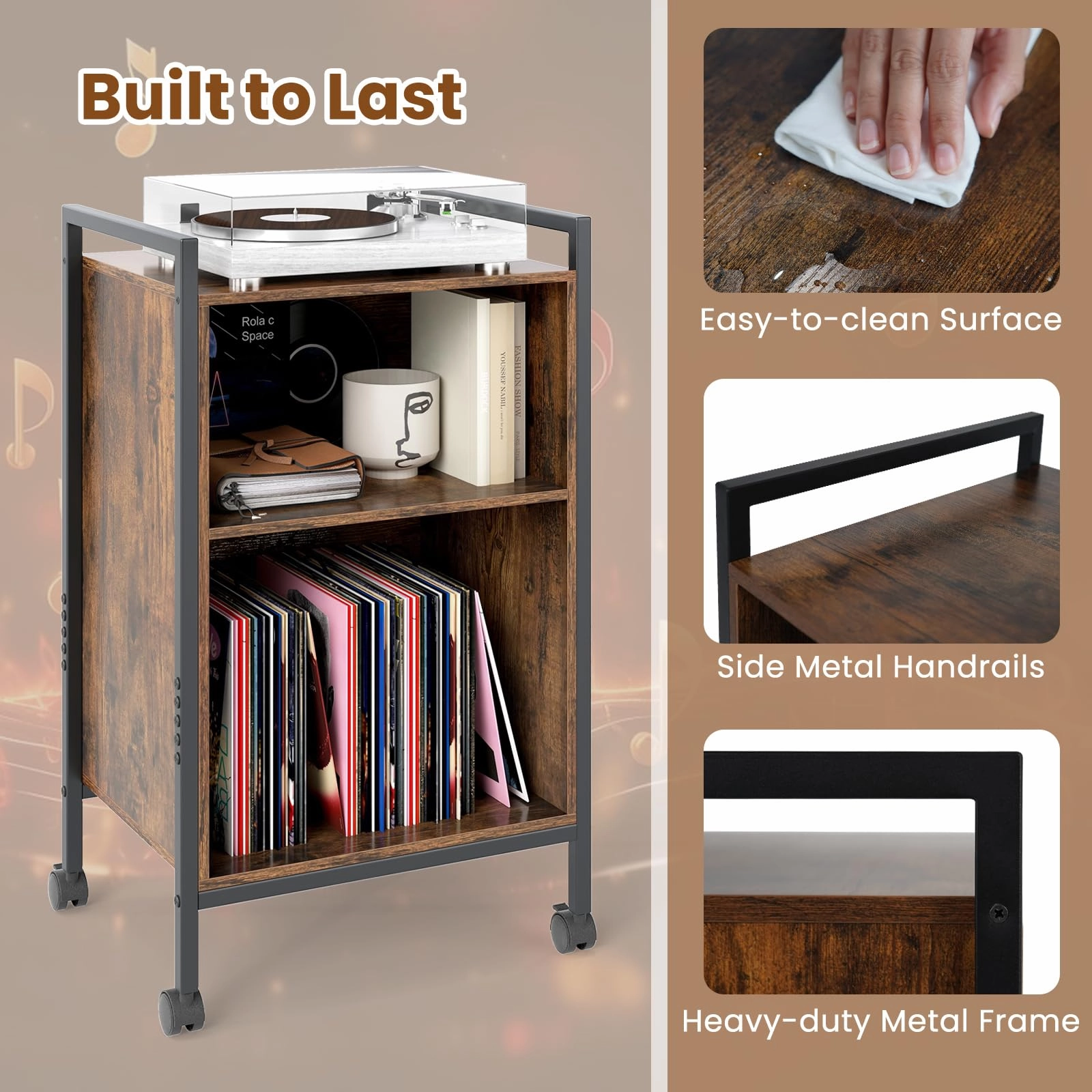 Giantex Record Player Stand with Charging Station