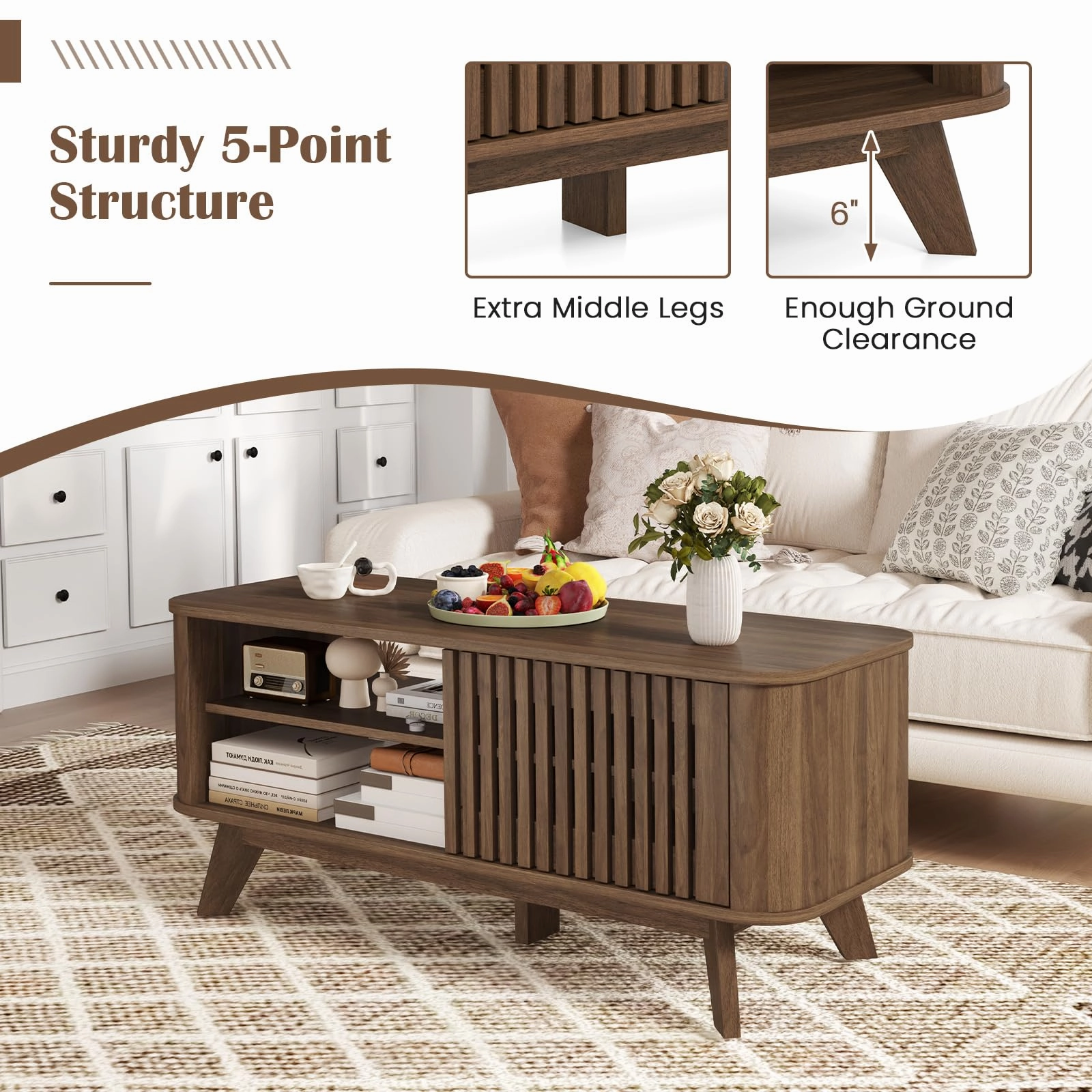Giantex Rectangle Coffee Table with Storage