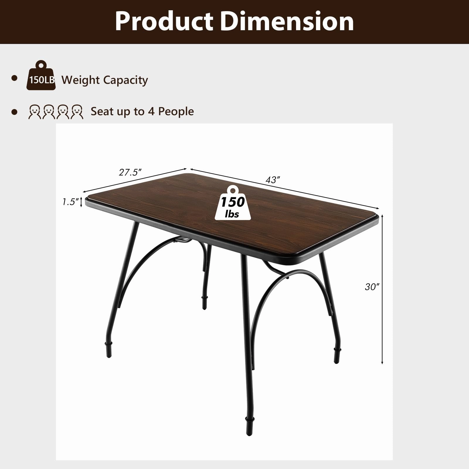 Giantex Rectangular Dining Table - Industrial Kitchen Table