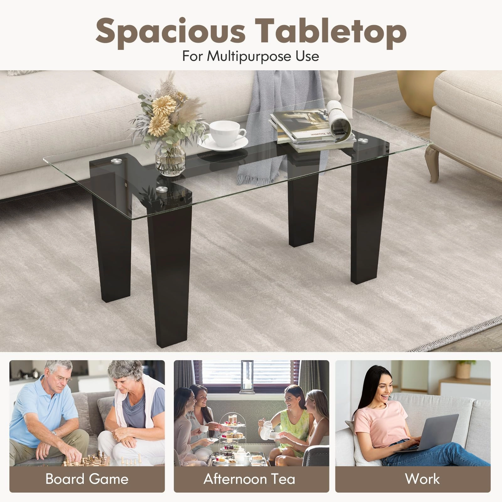 Giantex Rectangular Glass Coffee Table