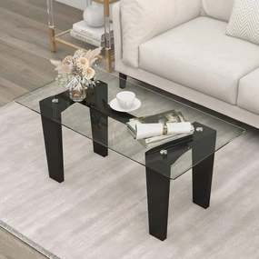 Giantex Rectangular Glass Coffee Table console table, hallway table