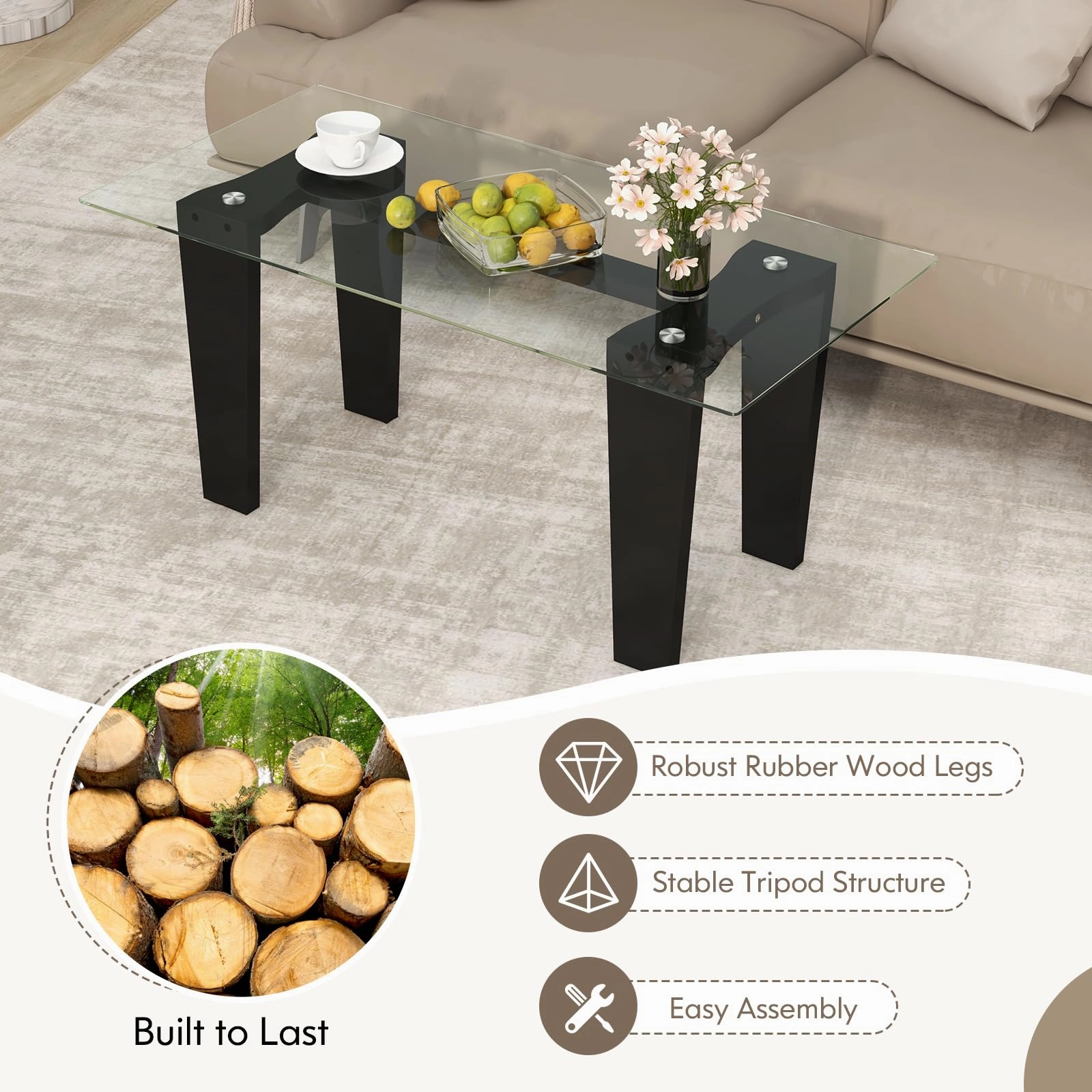 Giantex Rectangular Glass Coffee Table
