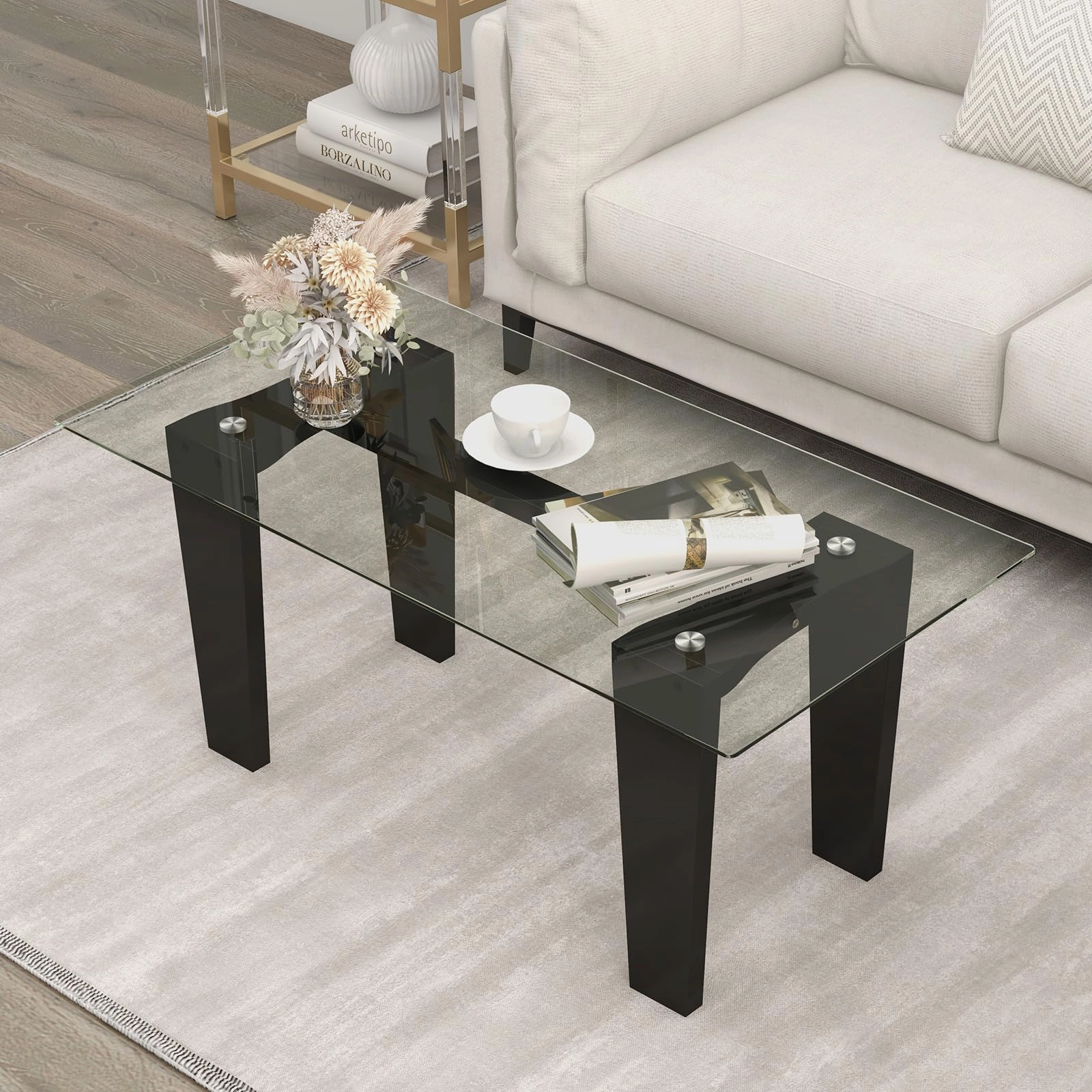 Giantex Rectangular Glass Coffee Table console table, hallway table