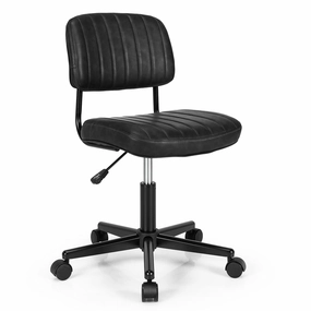 Giantex Retro Swivel Rolling Task Chair Height Adjustable PU Leisure Office Chair for Kids Teens Adults office supplies, stationery
