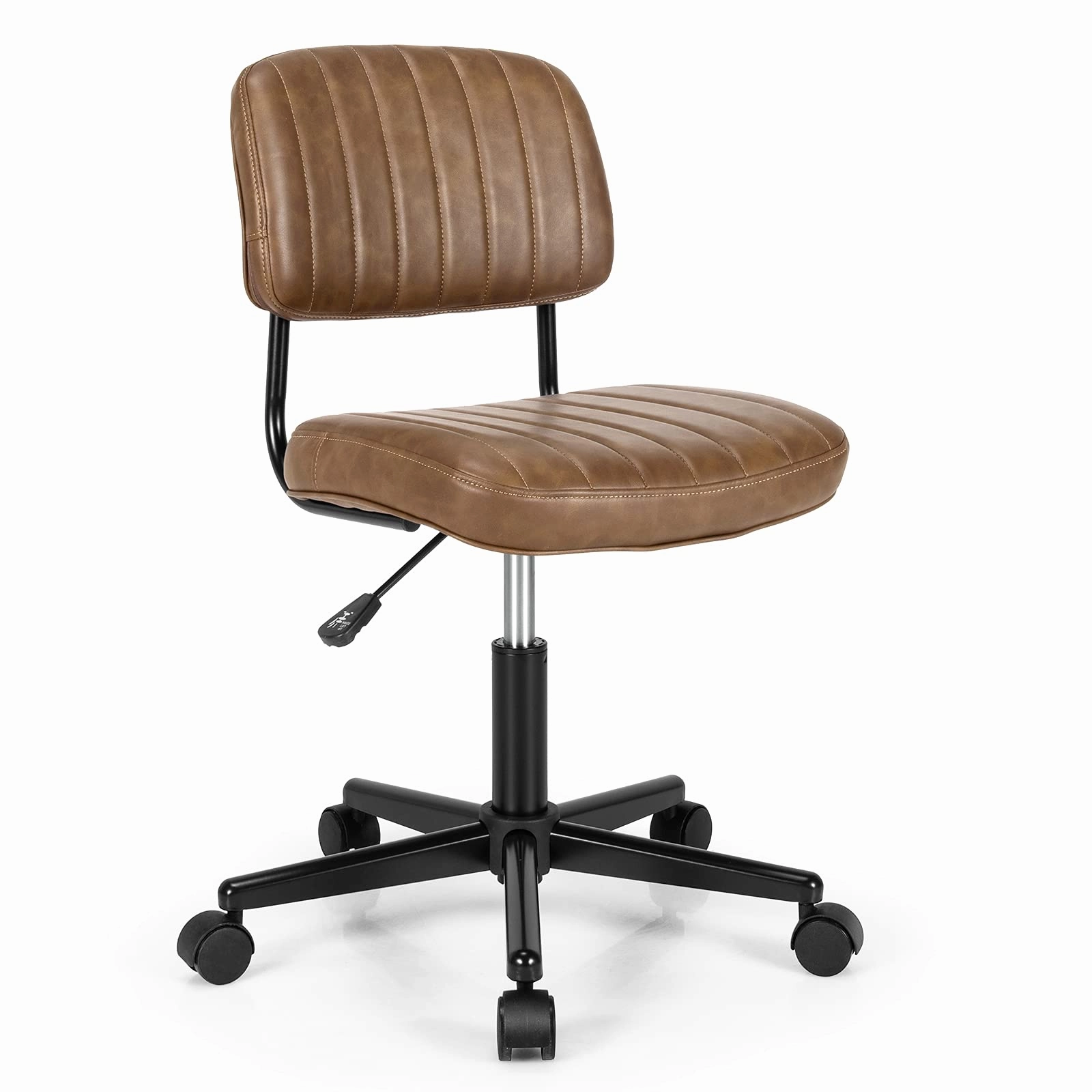 Giantex Retro Swivel Rolling Task Chair Height Adjustable PU Leisure Office Chair for Kids Teens Adults