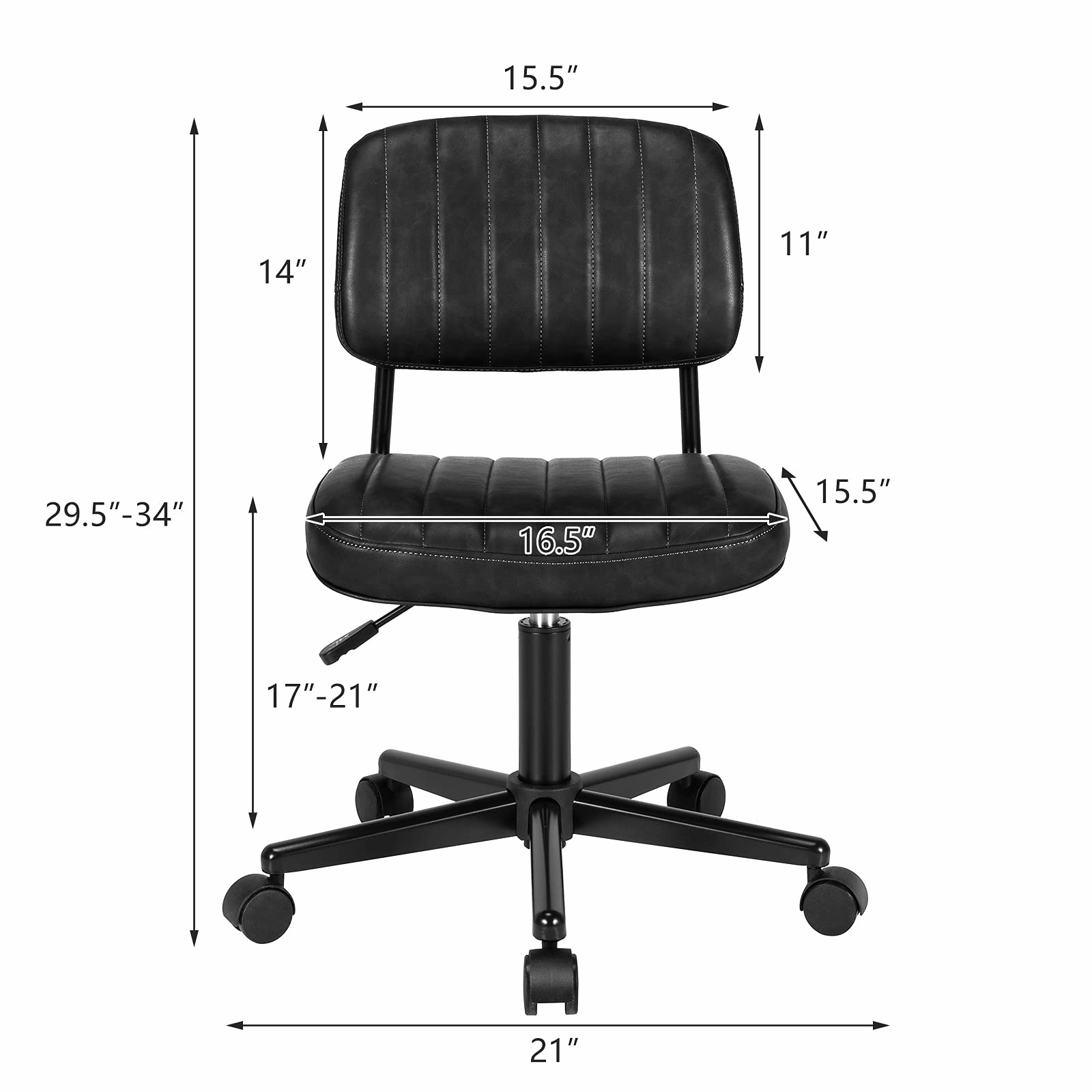 Giantex Retro Swivel Rolling Task Chair Height Adjustable PU Leisure Office Chair for Kids Teens Adults