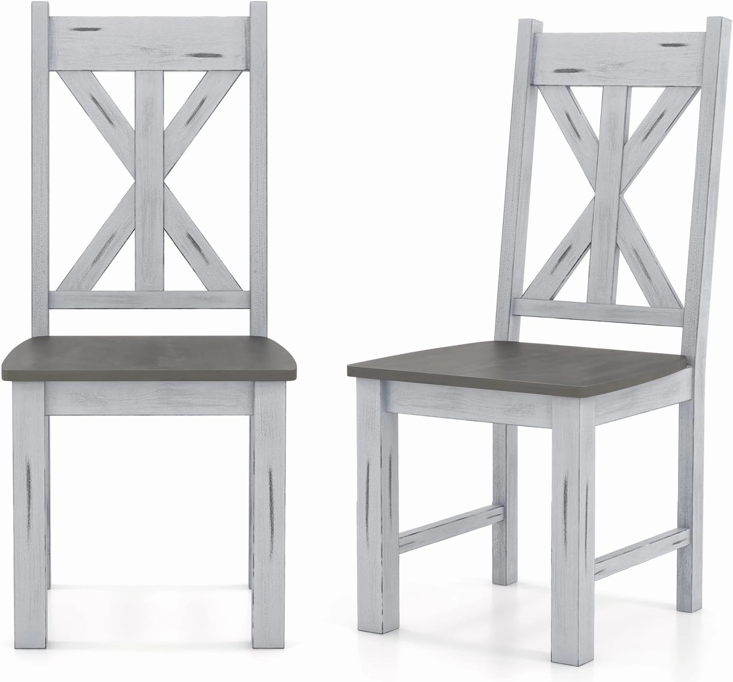 Giantex Retro Wooden Dining Chairs Set, Farmhouse Kitchen Chairs w/Rubber Wood Frame, Elegant Hollowed Backrest kitchen towel, placemats