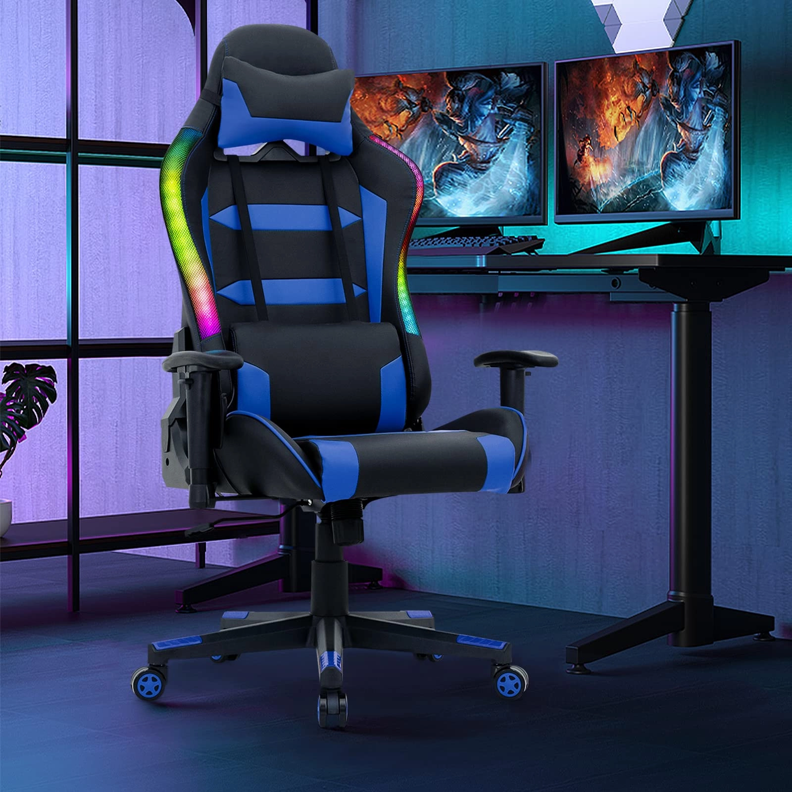 Giantex RGB Gaming Chair, Ergonomic Video Game Chair with Led Light