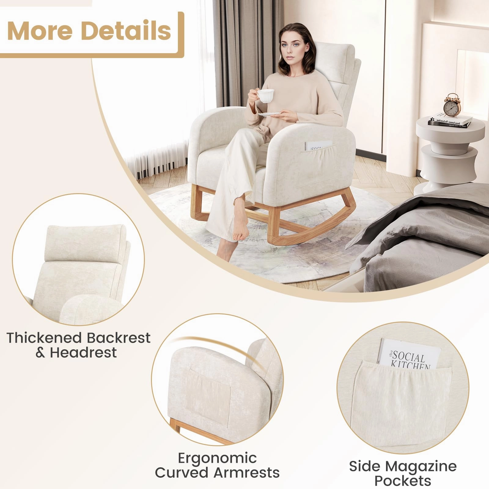 Giantex Rocking Chair Nursery for Living Room