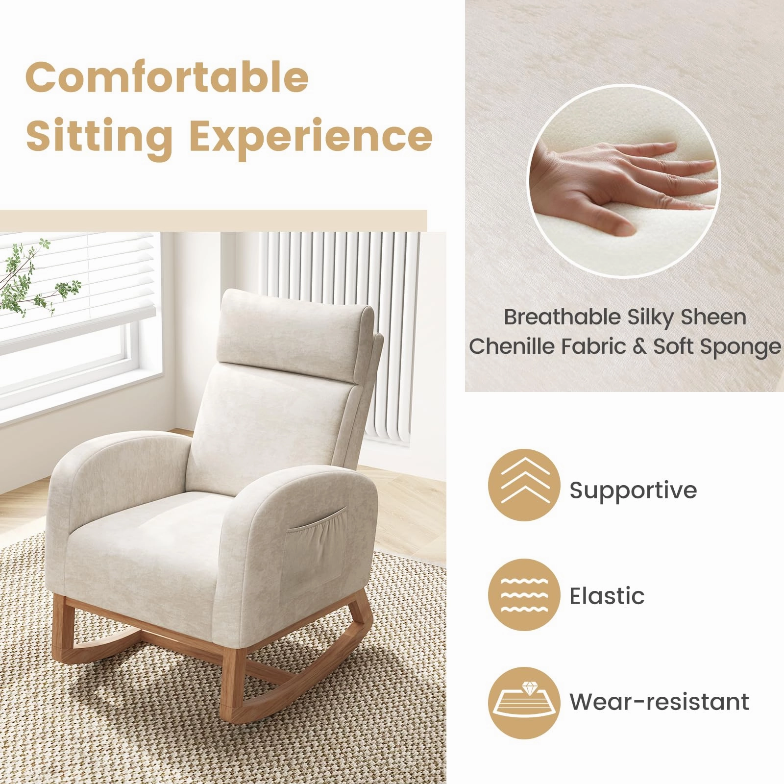Giantex Rocking Chair Nursery for Living Room