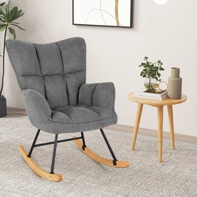 Giantex Rocking Chair Nursery, Modern Rocking Accent Chair w/High Backrest sectional sofa, corner couch