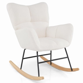 Giantex Rocking Chair Nursery, Teddy Upholstered Glider Rocker Chair w/High Backrest sectional sofa, corner couch