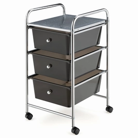 Giantex Rolling Cart with Drawers, Craft Organizer with Wheels, 3 Drawer Storage Container Bins outdoor dining set, patio table