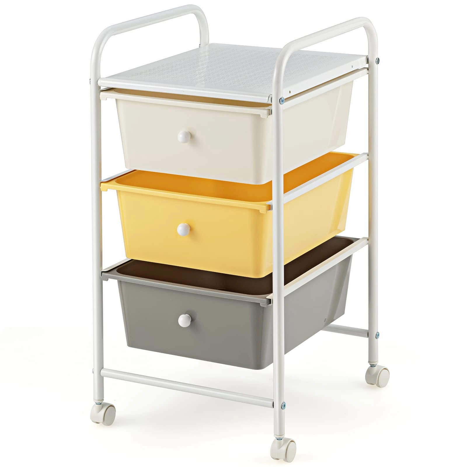 Giantex Rolling Cart with Drawers, Craft Organizer with Wheels, 3 Drawer Storage Container Bins