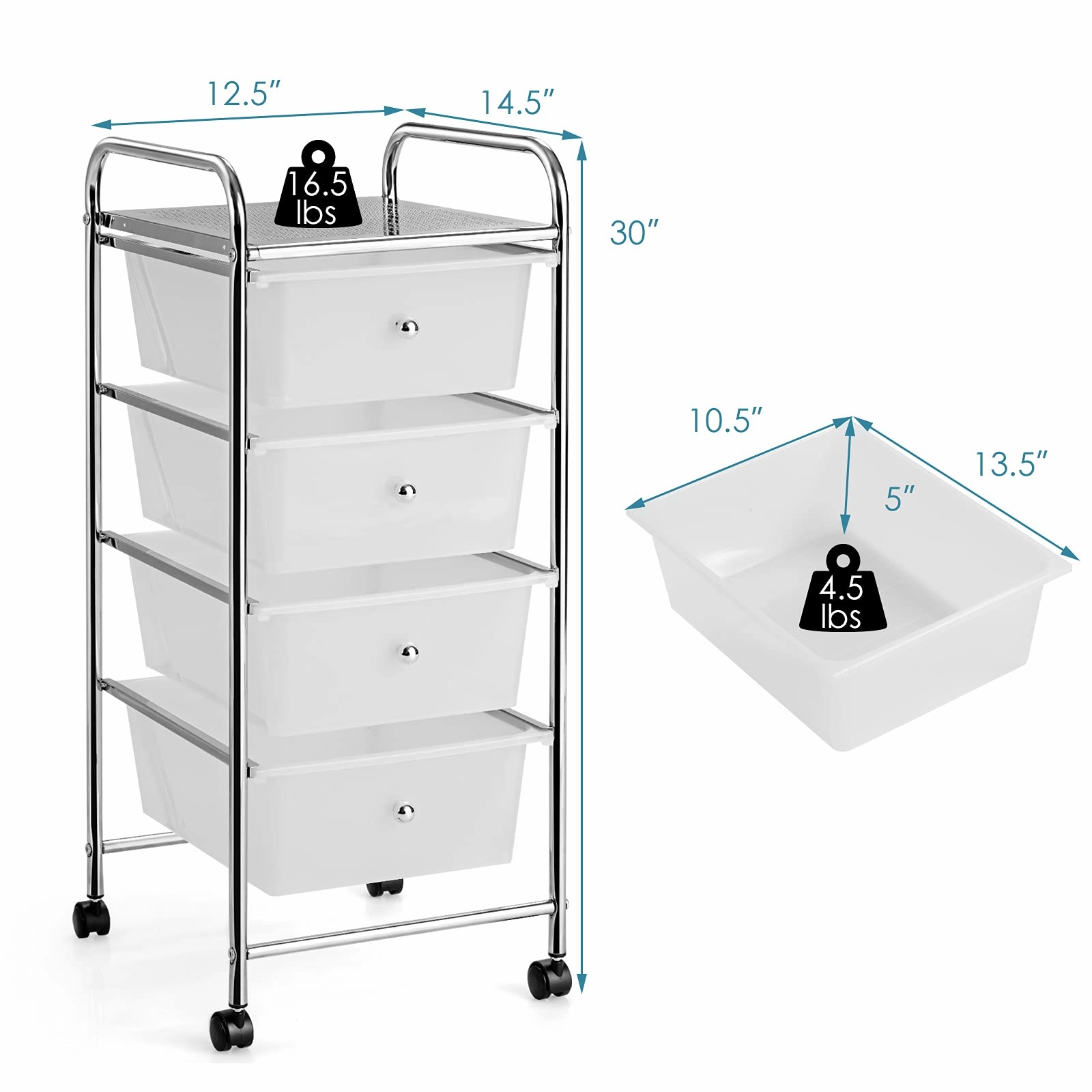 Giantex Rolling Cart with Drawers, Craft Organizer with Wheels