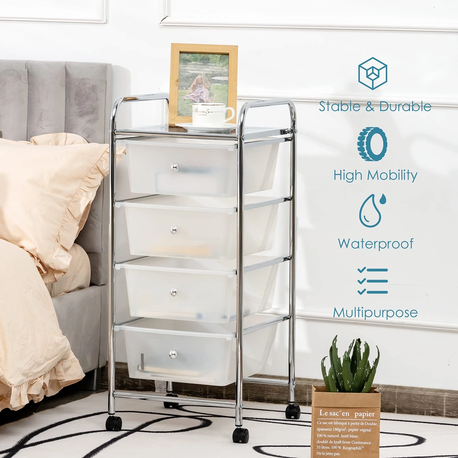 Giantex Rolling Cart with Drawers, Craft Organizer with Wheels