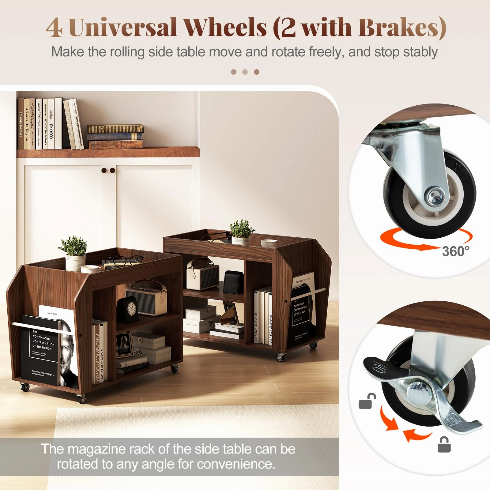 Giantex Rolling End Table with Storage
