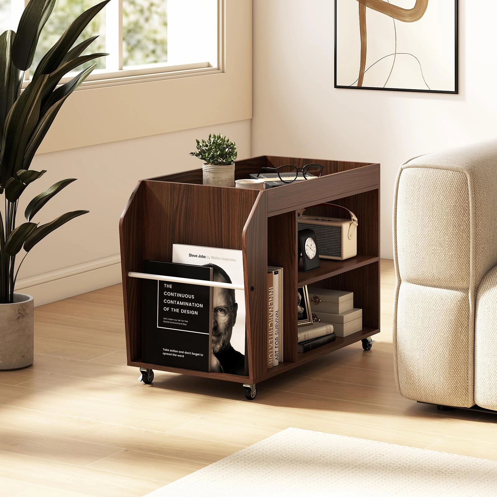 Giantex Rolling End Table with Storage