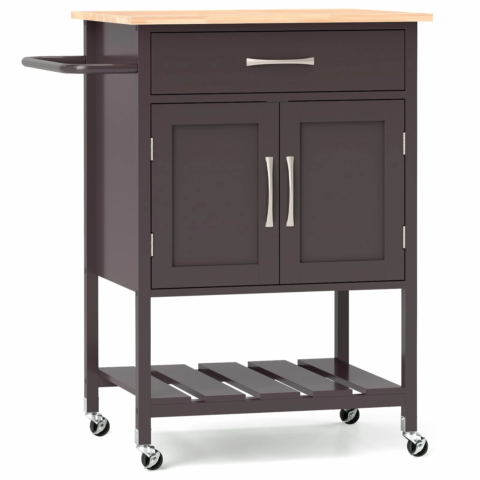 Giantex Rolling Kitchen Island Cart, Mobile Serving Cart with Drawer, 2-Door Storage Cabinet, Storage Shelf