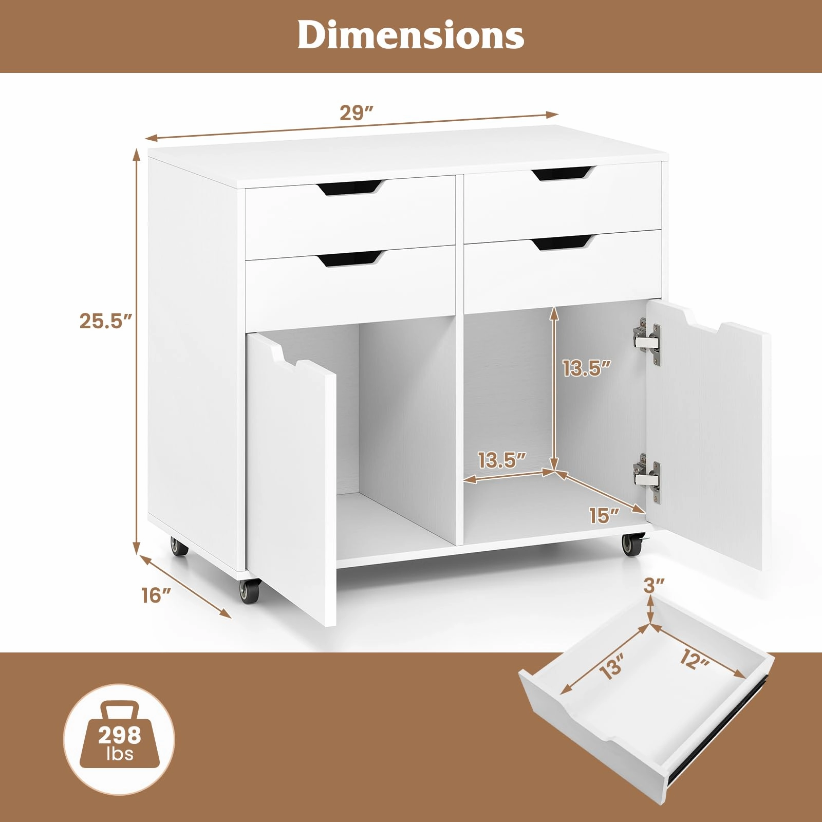 Giantex Rolling Printer Stand with 2 Lockable Wheels