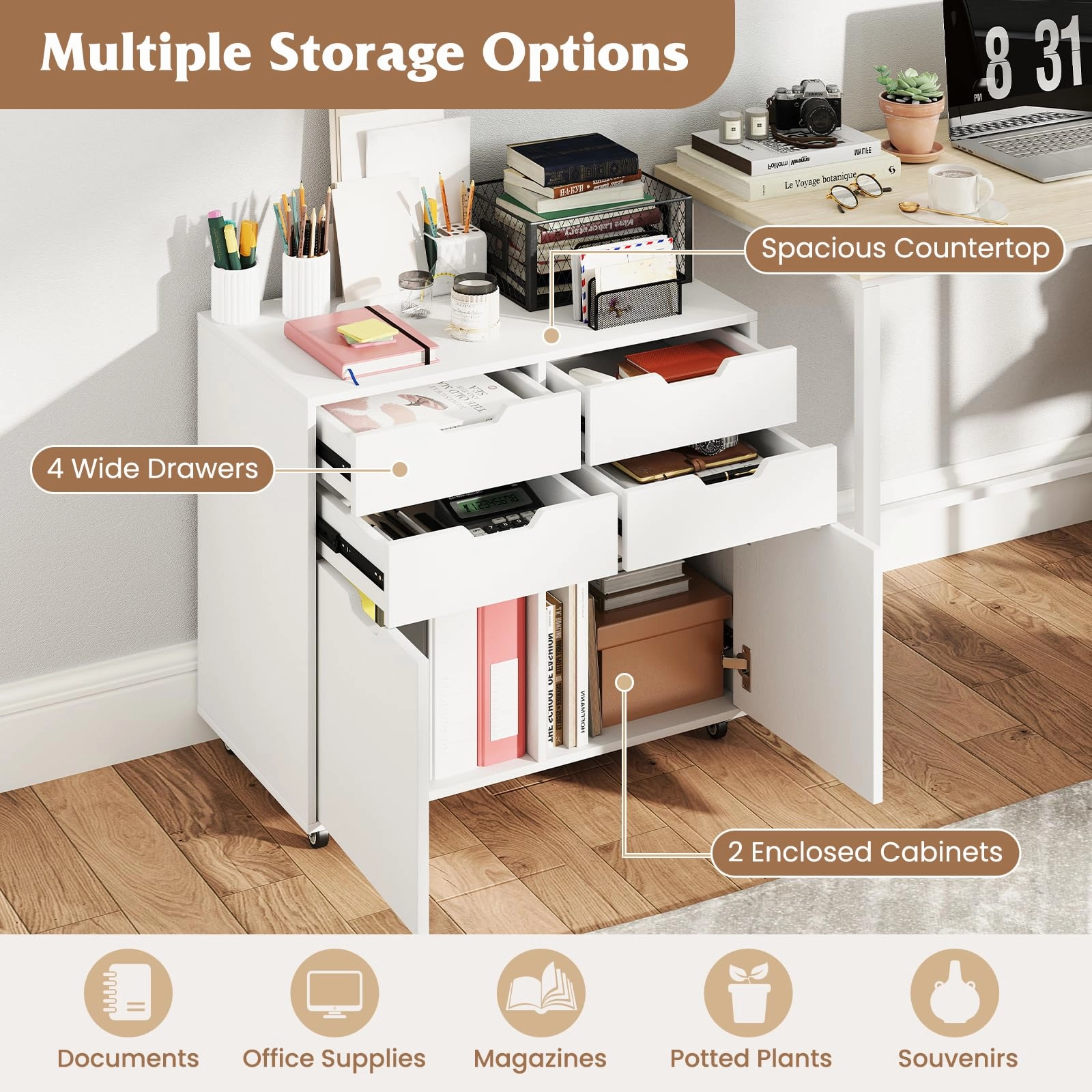 Giantex Rolling Printer Stand with 2 Lockable Wheels