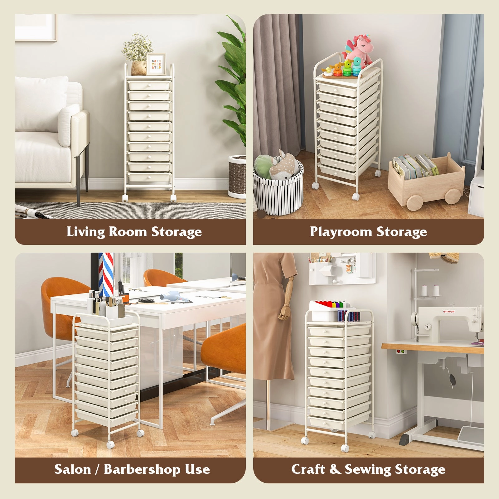 Giantex Rolling Storage Cart on Wheels with 10 Drawers