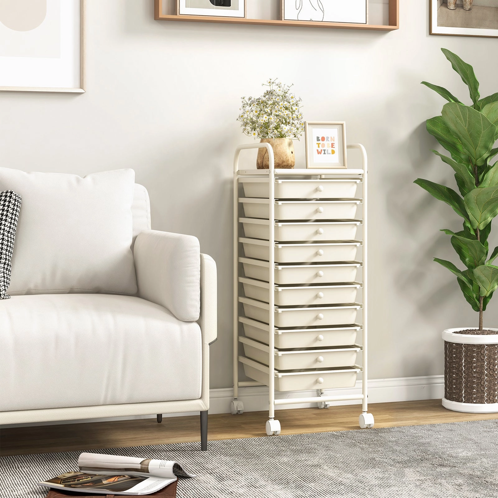 Giantex Rolling Storage Cart on Wheels with 10 Drawers
