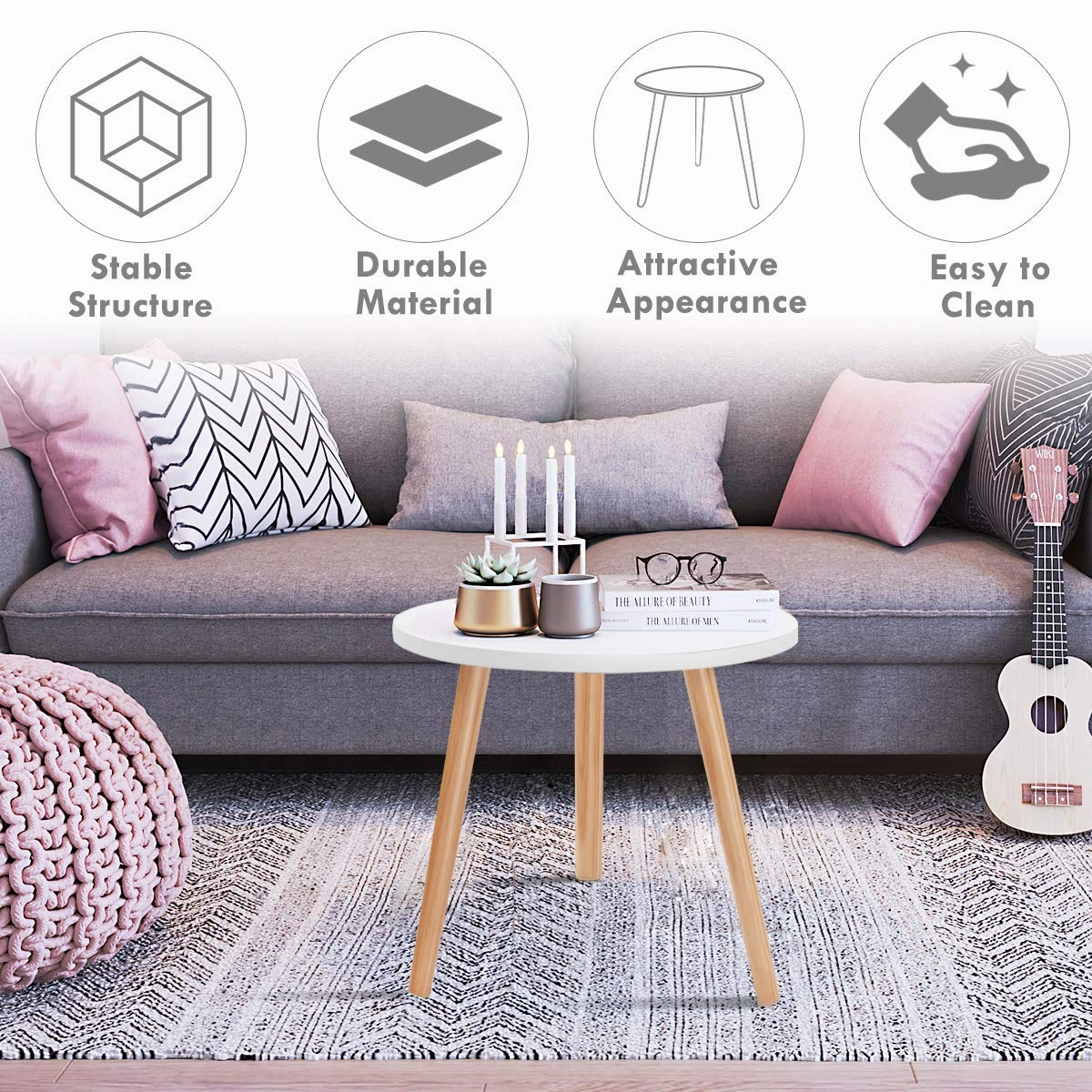 Giantex Round Coffee End Table
