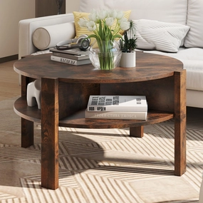 Giantex Round Coffee Table with Storage Shelves console table, hallway table