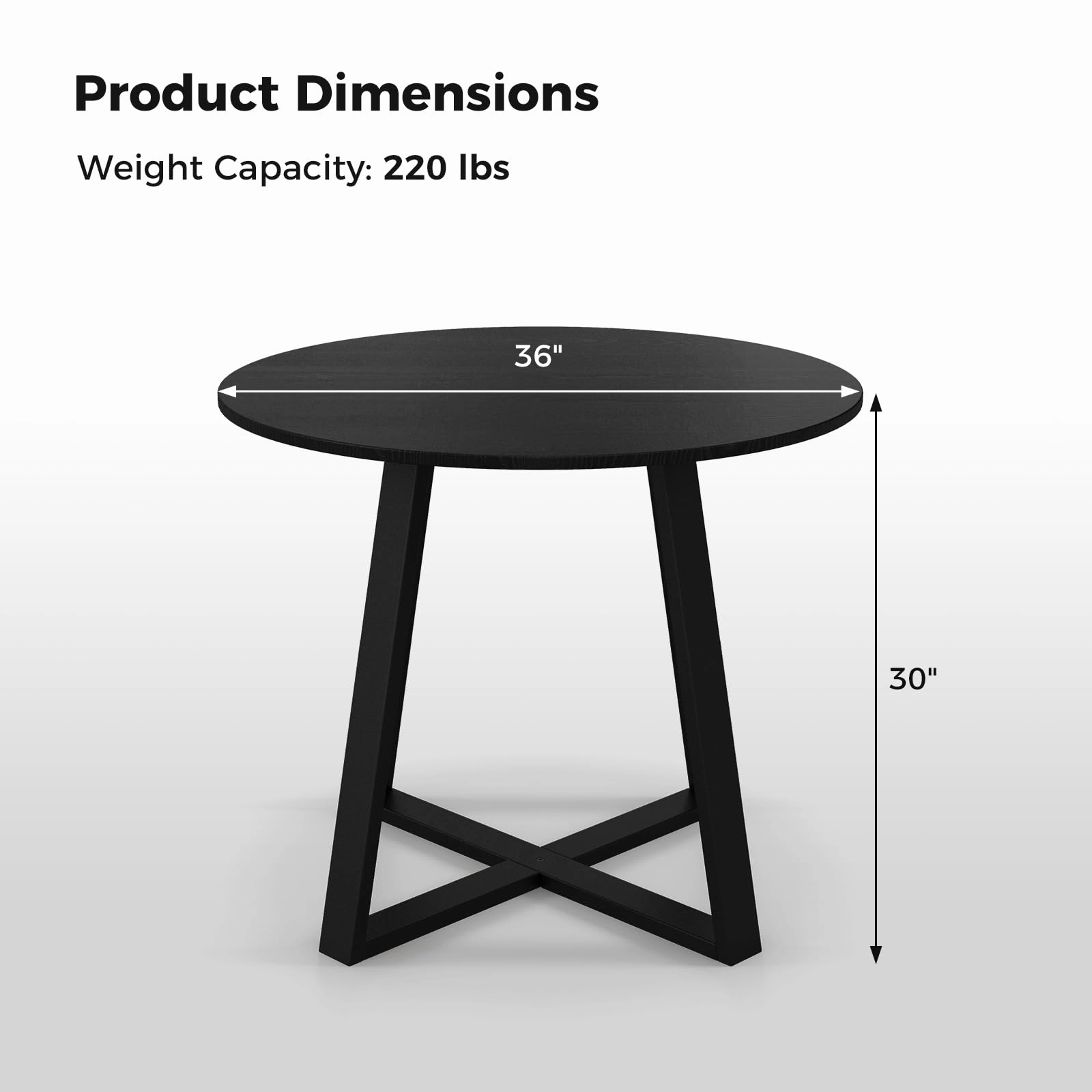 Giantex Round Dining Table, 36 Kitchen Table with Pedestal Base, Solid Rubber Wood Frame, Load 220 lbs