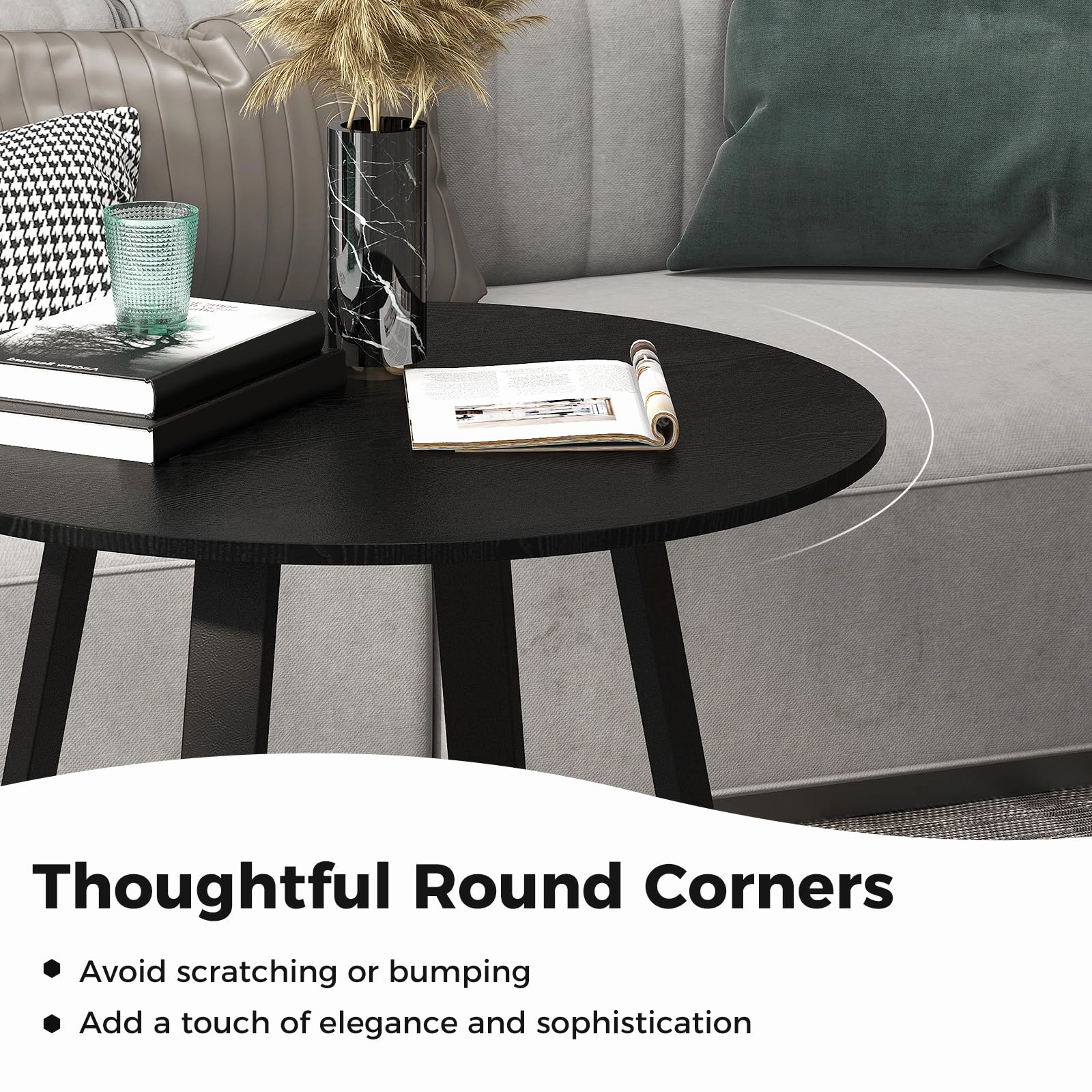 Giantex Round Dining Table, 36 Kitchen Table with Pedestal Base, Solid Rubber Wood Frame, Load 220 lbs