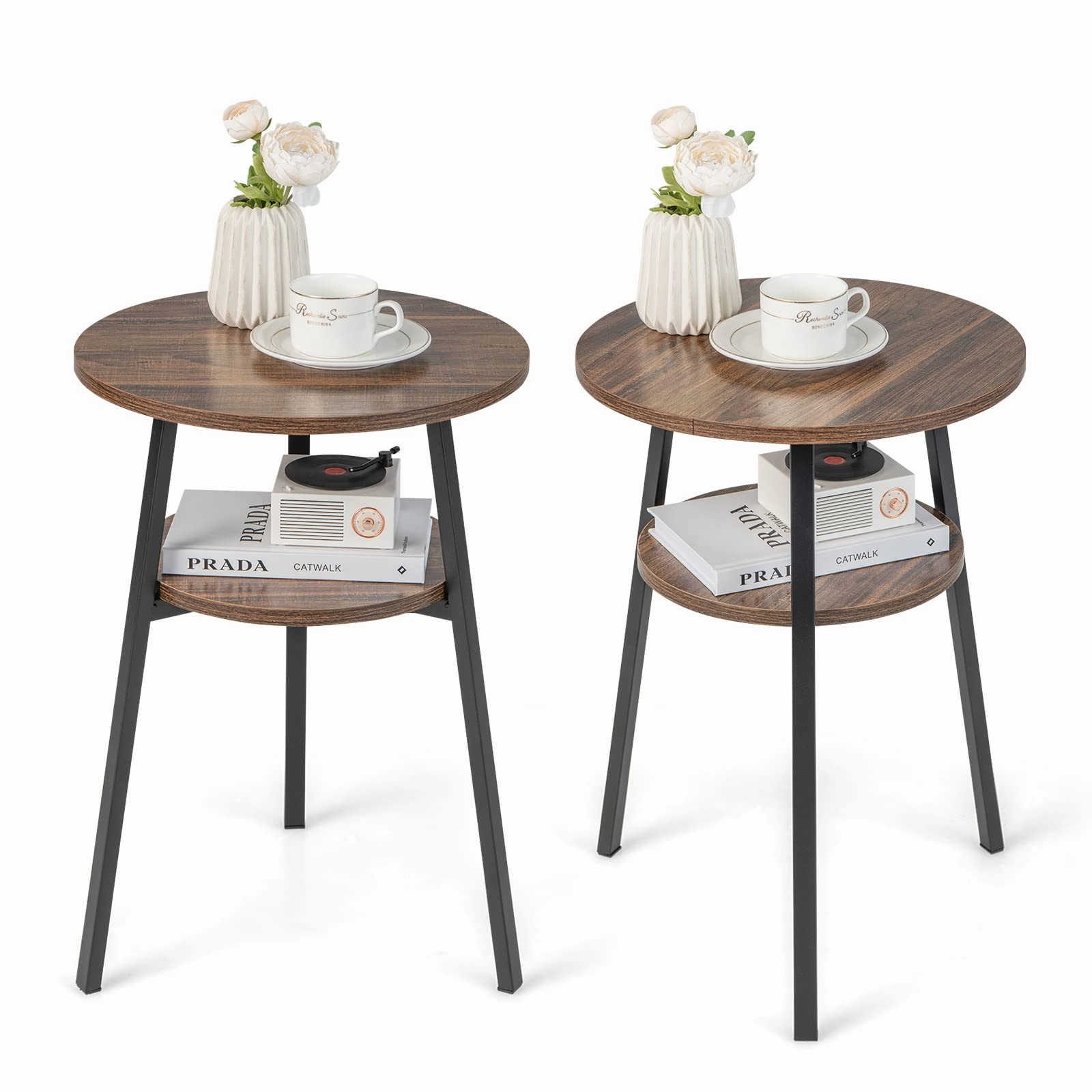 Giantex Round End Table Set entry bench, mudroom storage