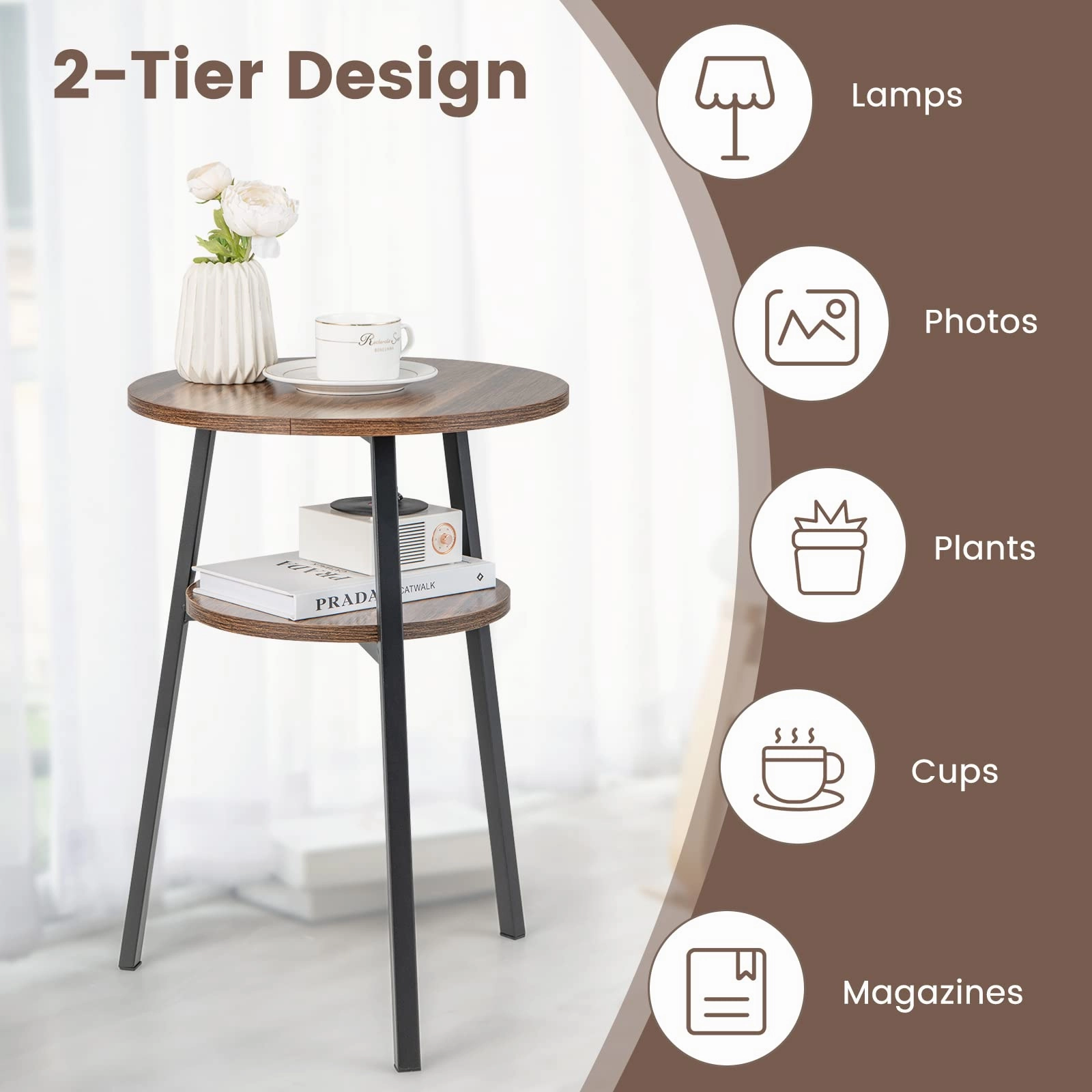 Giantex Round End Table Set