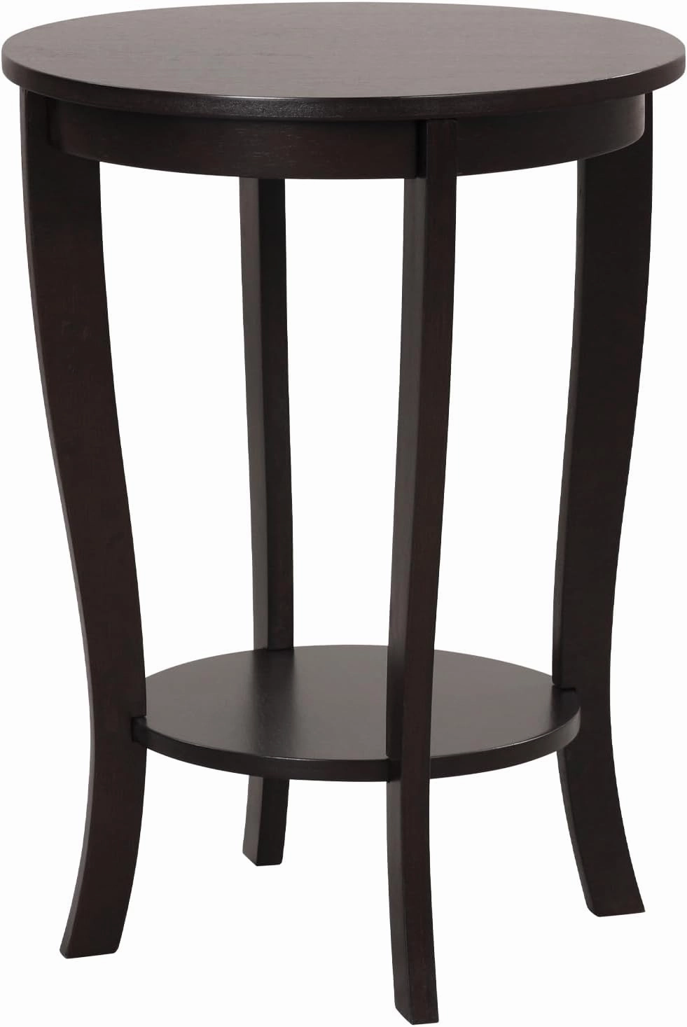 Giantex Round End Table with Storage Shelf Set of 2, Retro Nightstand with Solid Wood Legs, 24.5" Accent Table for Small Spaces