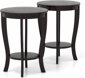 Giantex Round End Table with Storage Shelf Set of 2, Retro Nightstand with Solid Wood Legs, 24.5" Accent Table for Small Spaces entry bench, mudroom storage