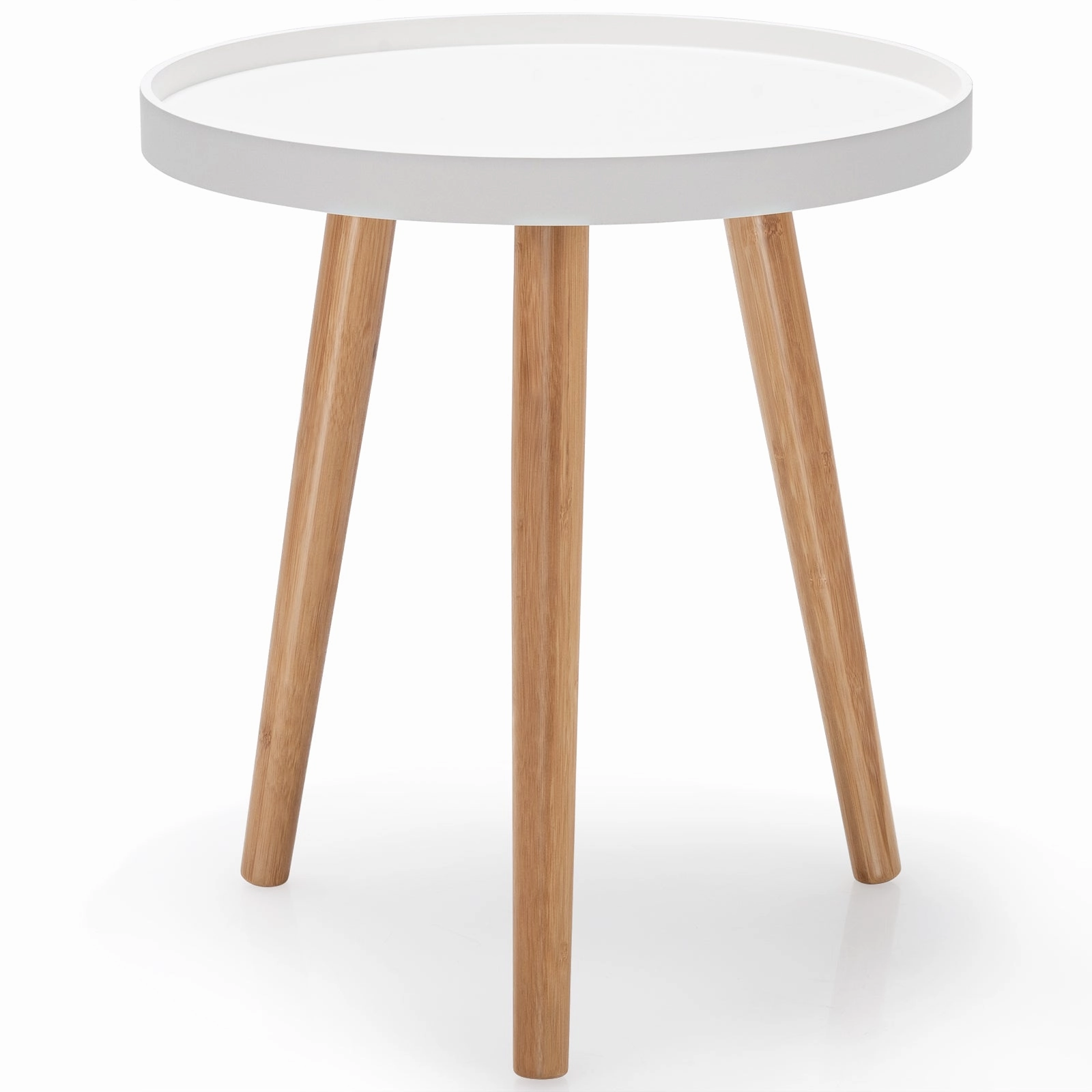 Giantex Round Side Table End Table with Wooden Tray throw pillow, fuzzy blanket
