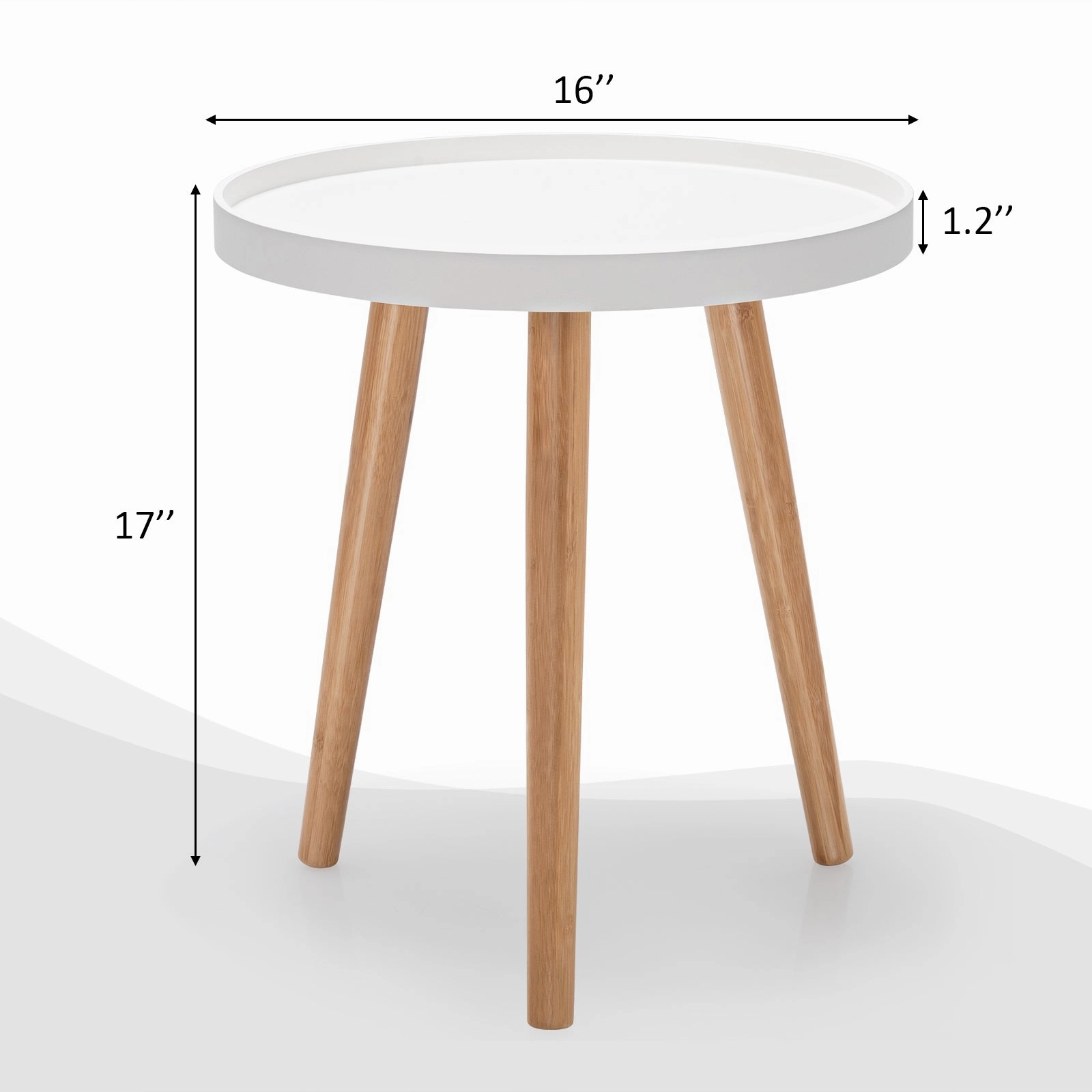 Giantex Round Side Table End Table with Wooden Tray