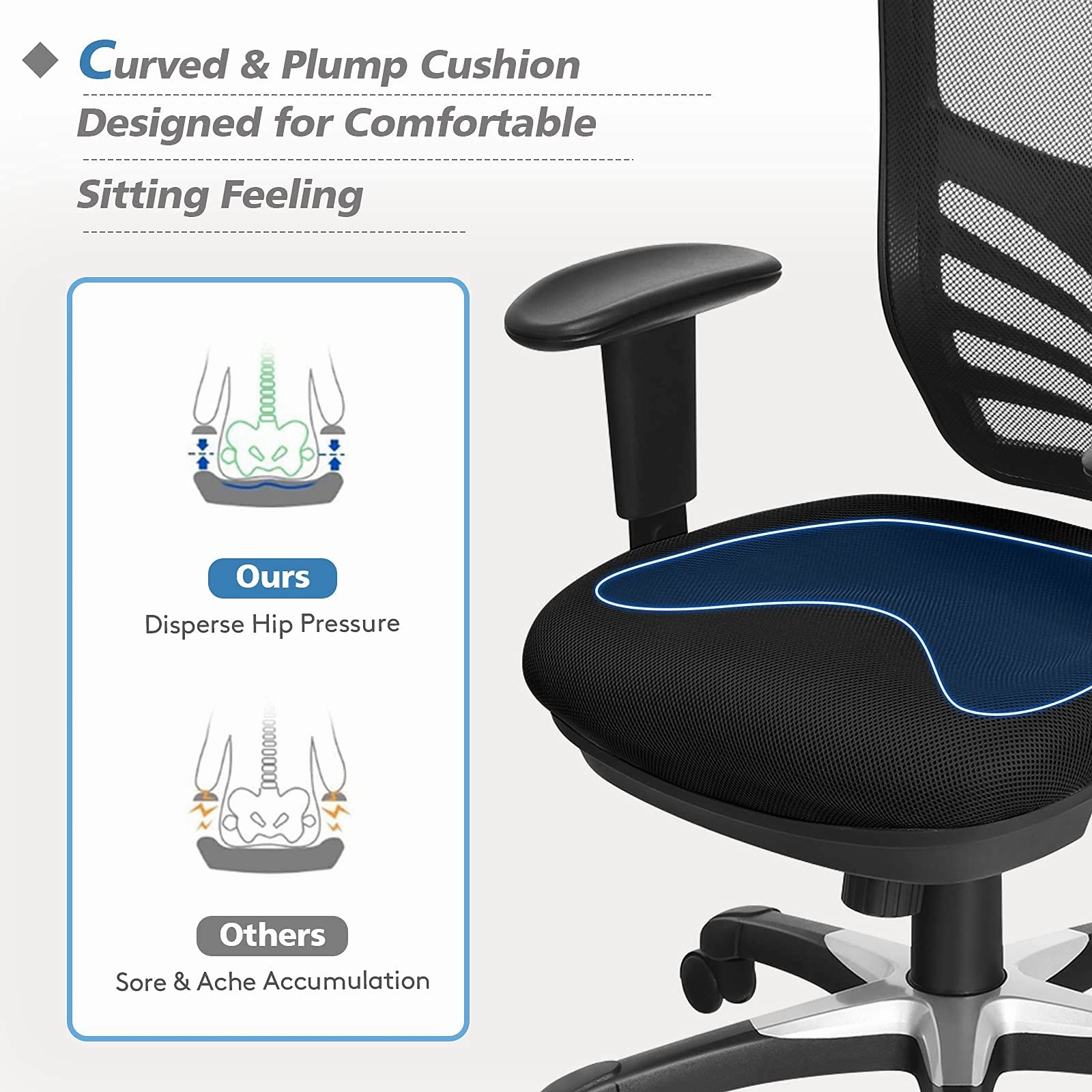 Giantex Seat Tilt Adjustment Office Chair for Working Studying Gaming