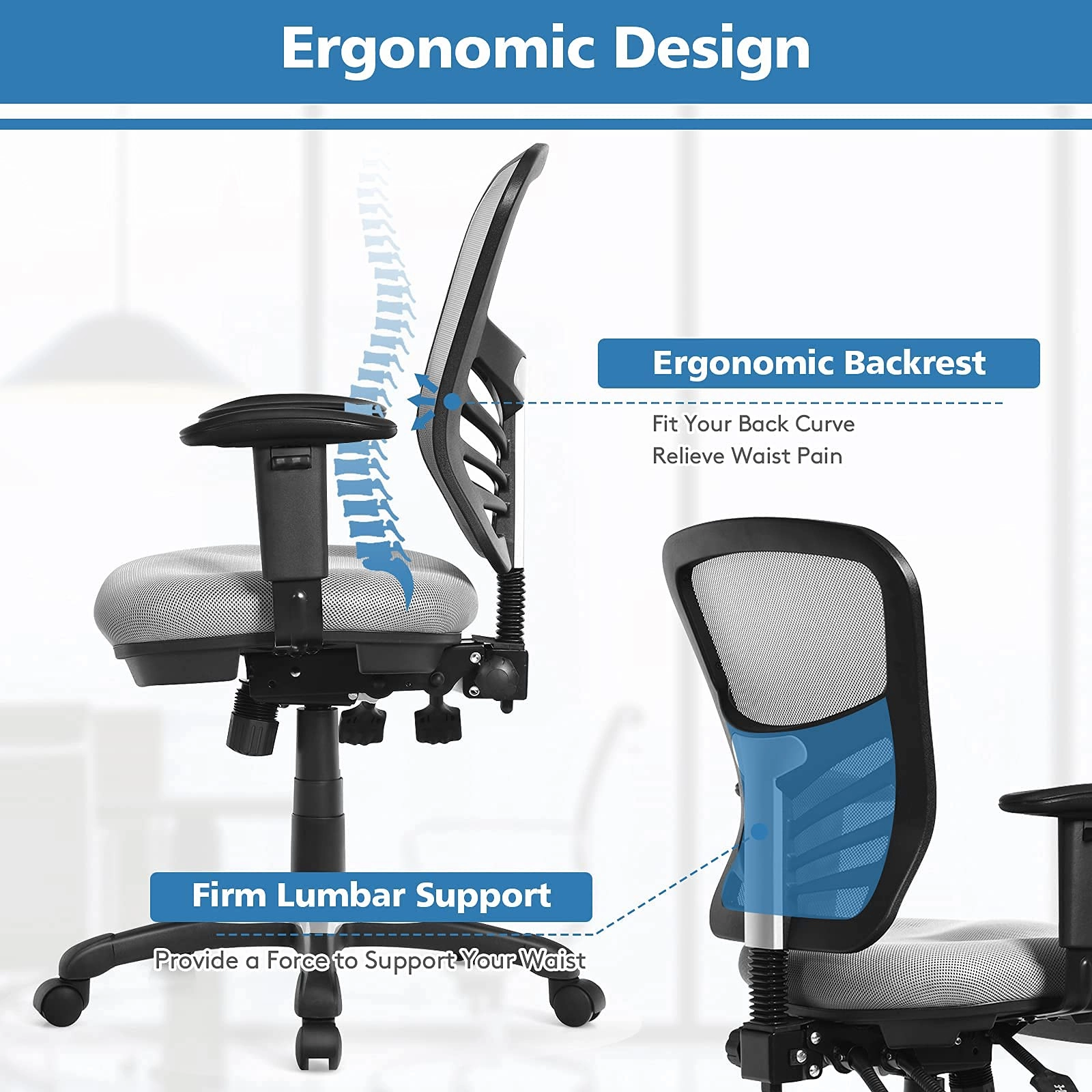 Giantex Seat Tilt Adjustment Office Chair for Working Studying Gaming