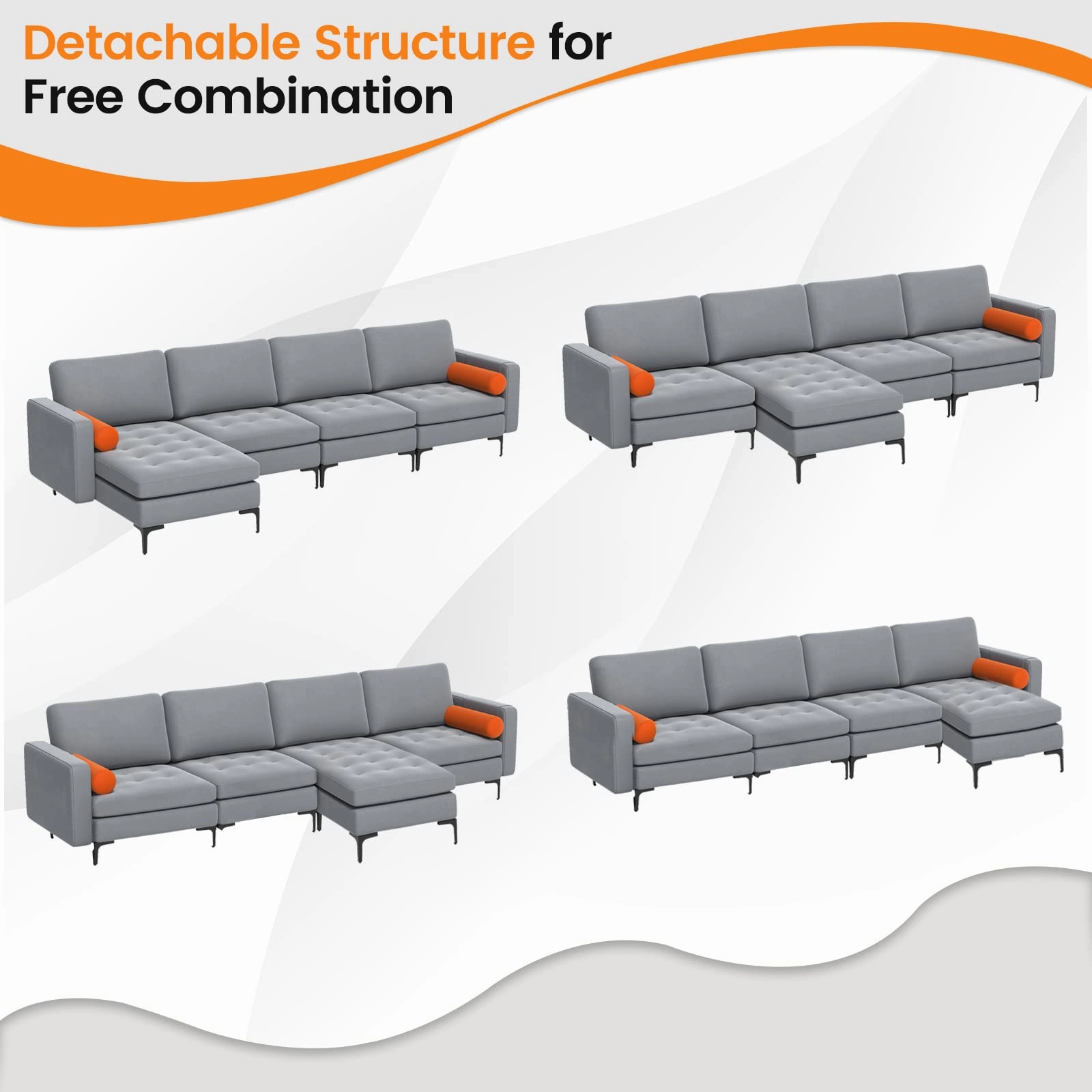 Giantex Sectional Sofa Couch, Convertible Sleeper with 2 or 1 USB Ports Socket