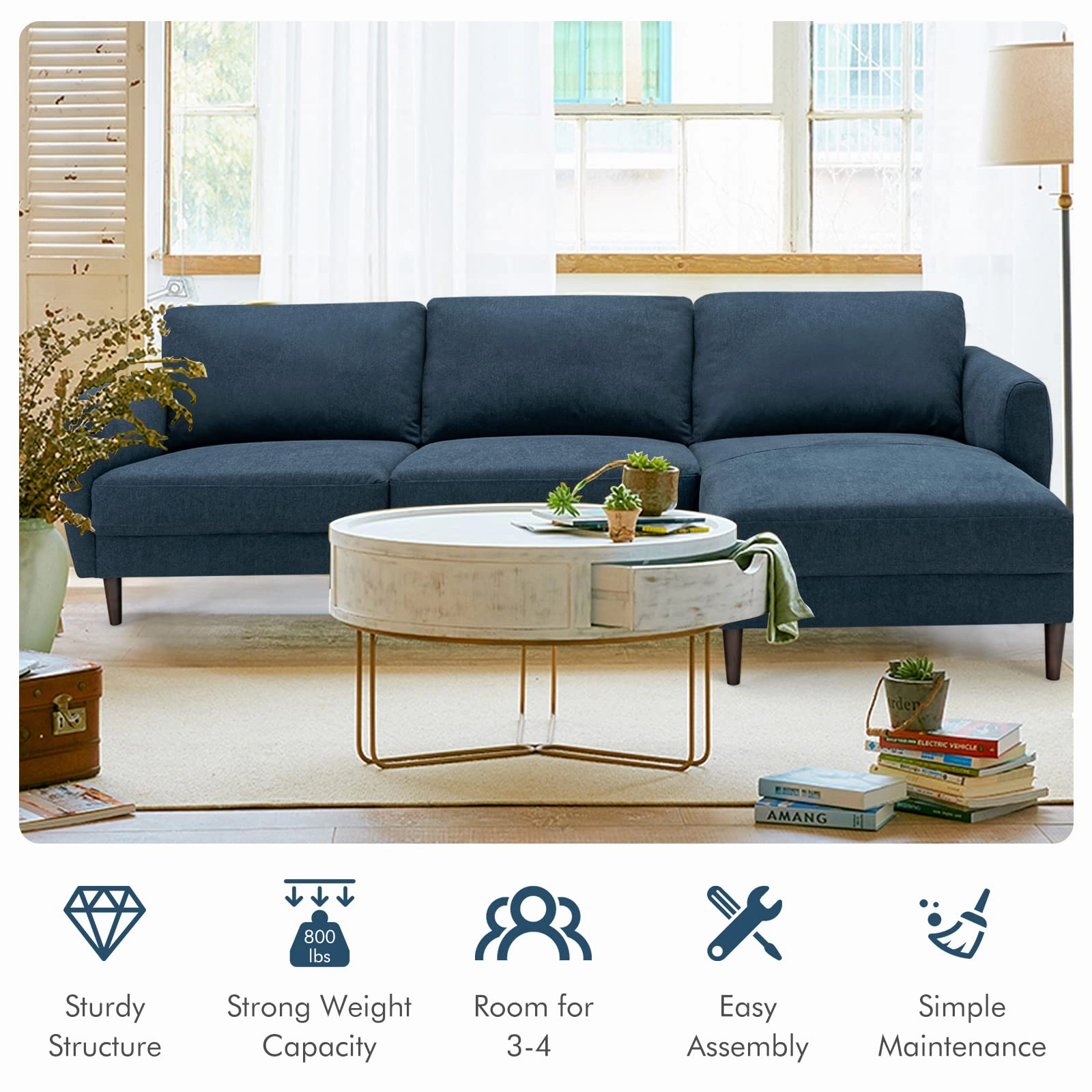 Giantex Sectional Sofa Couch Set, 3-Seat Sofa