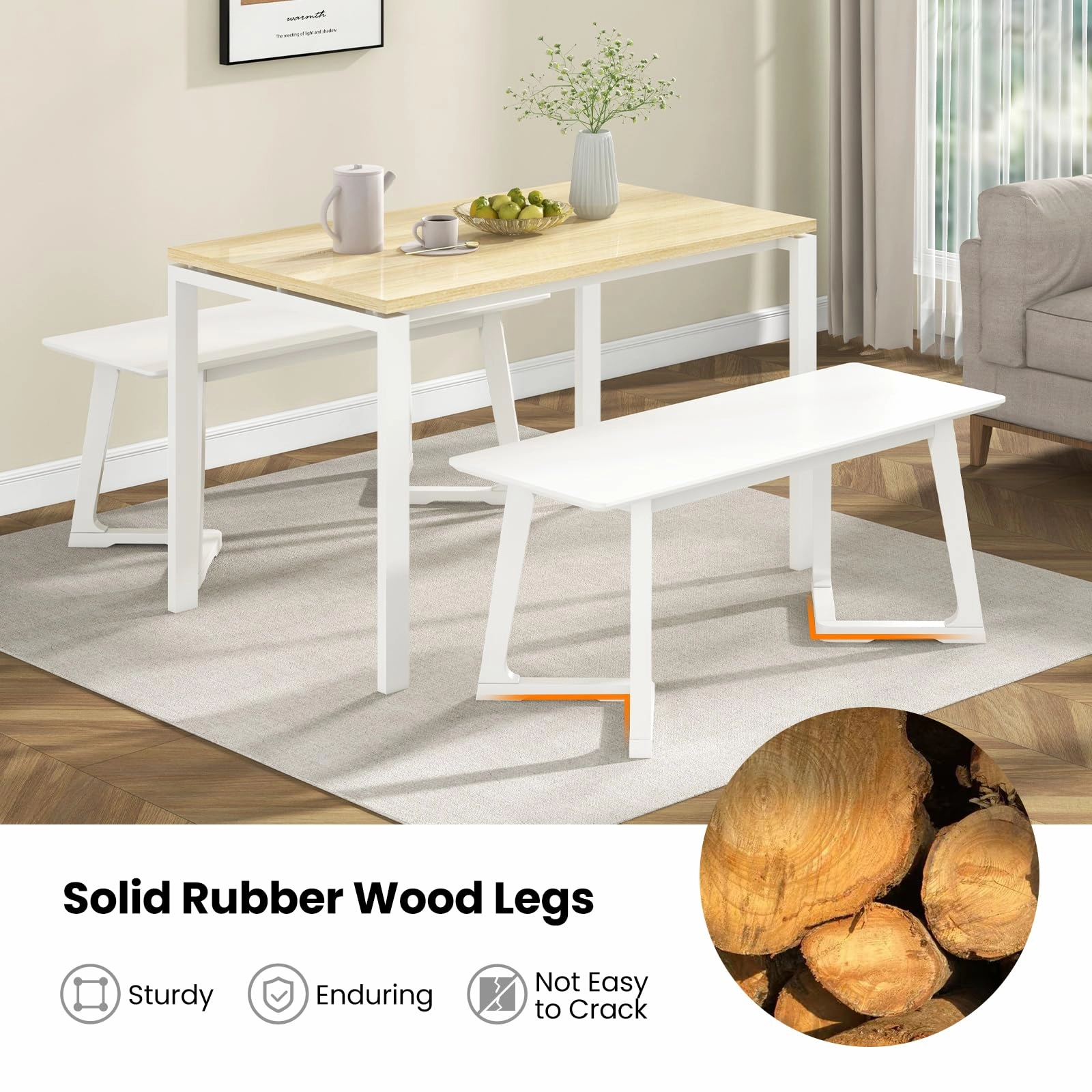 Giantex Set of 1/2 Entryway Bench, 42 Long Dining Bench with Rubber Wood Triangular Legs