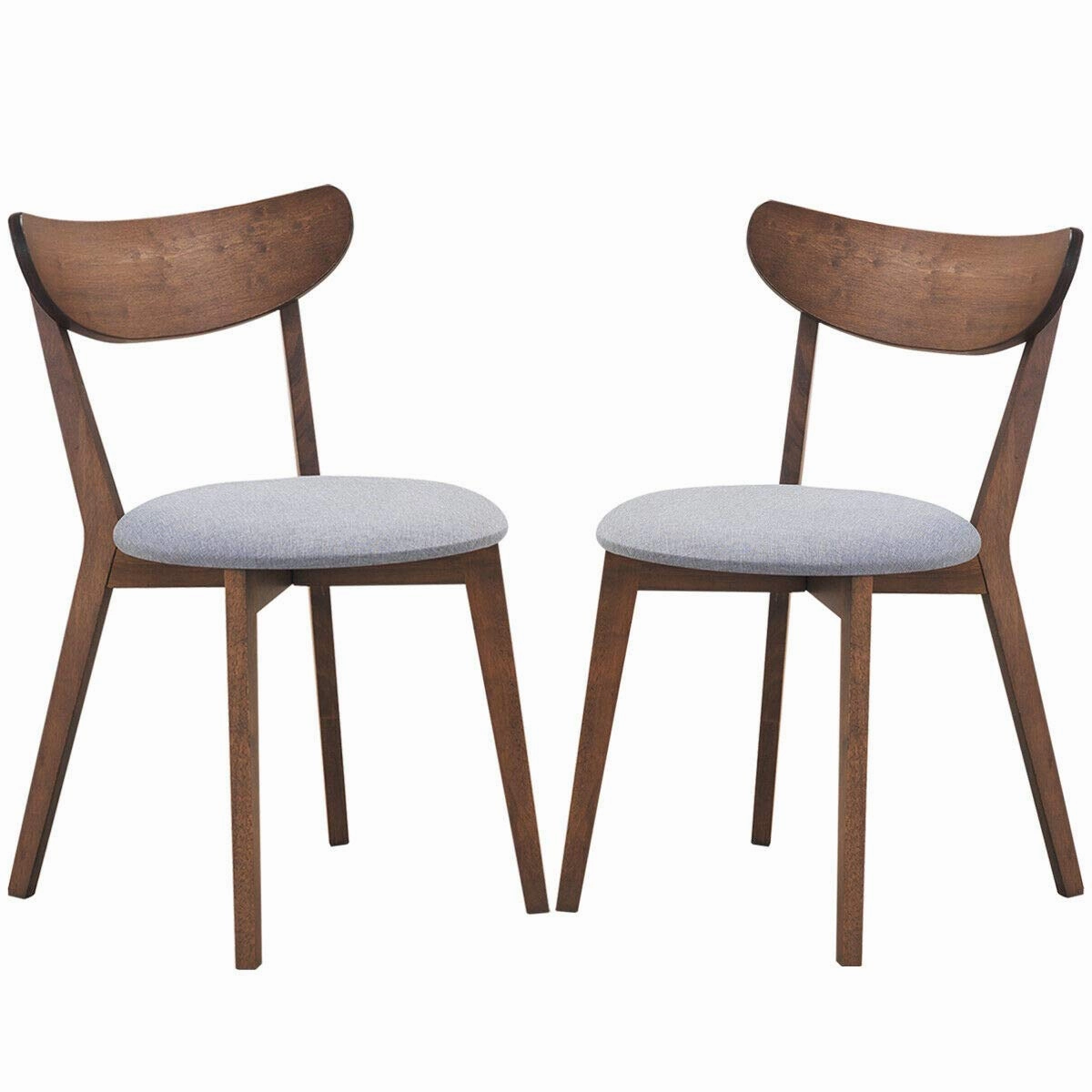 Giantex Set of 2 Dining Chairs, Mid-Century Dining Side Chairs with Curved Back and Cushioned Seat