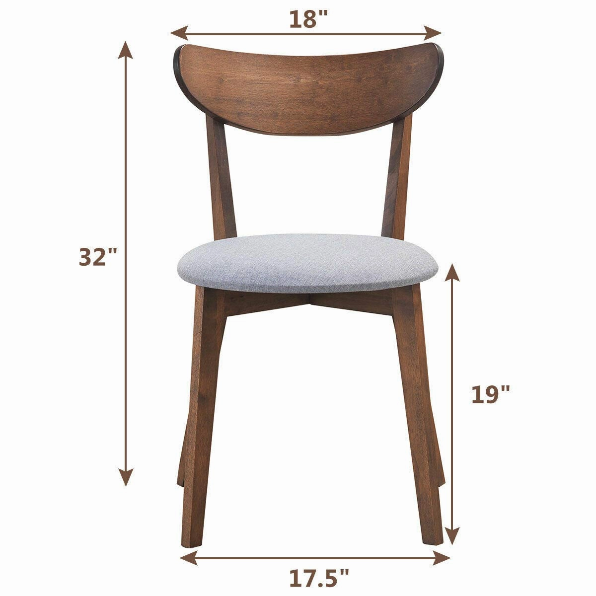 Giantex Set of 2 Dining Chairs, Mid-Century Dining Side Chairs with Curved Back and Cushioned Seat
