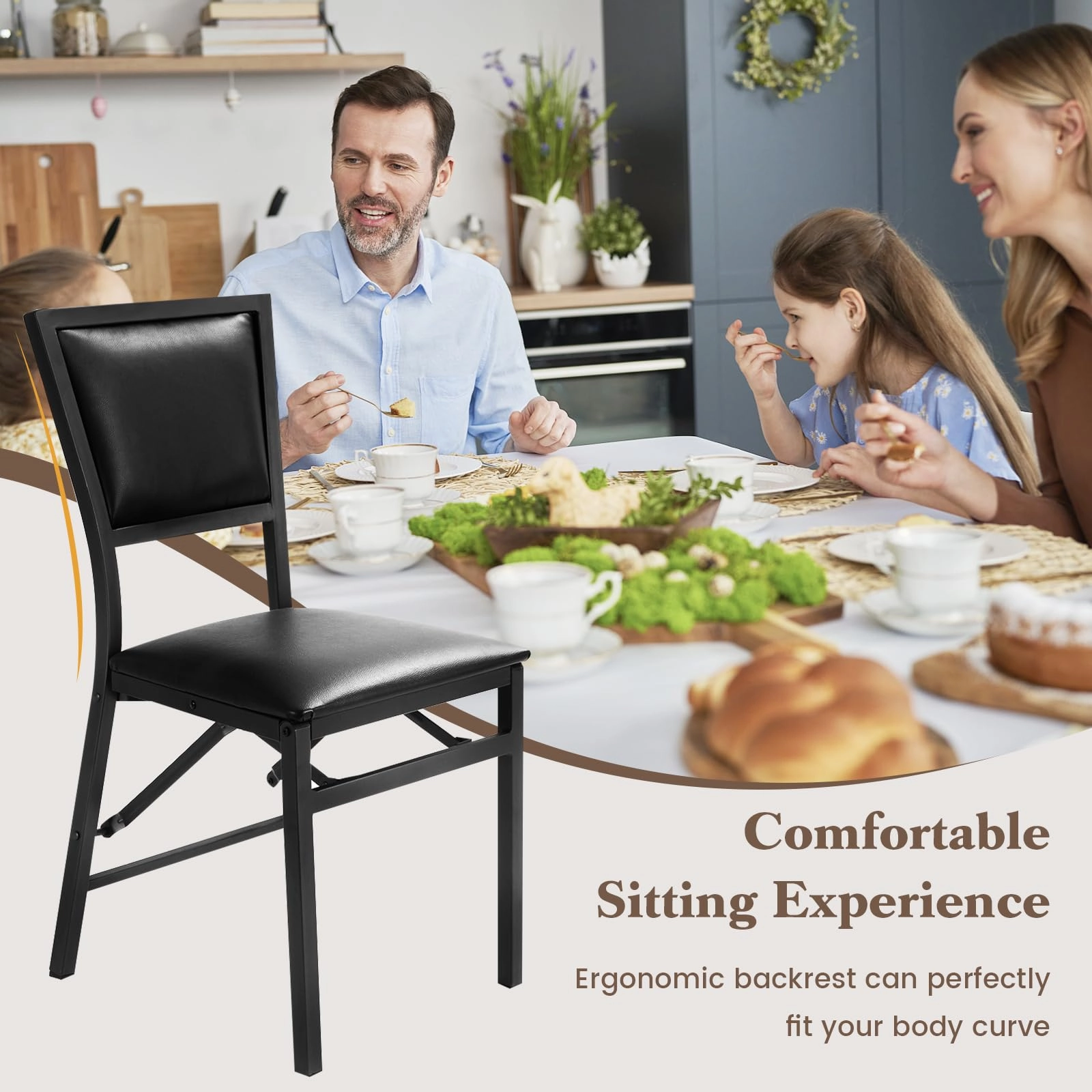 Giantex Set of 2 Metal Folding Chair Dining Chairs Home Restaurant Furniture Portable (18" X 20" X 33.5")