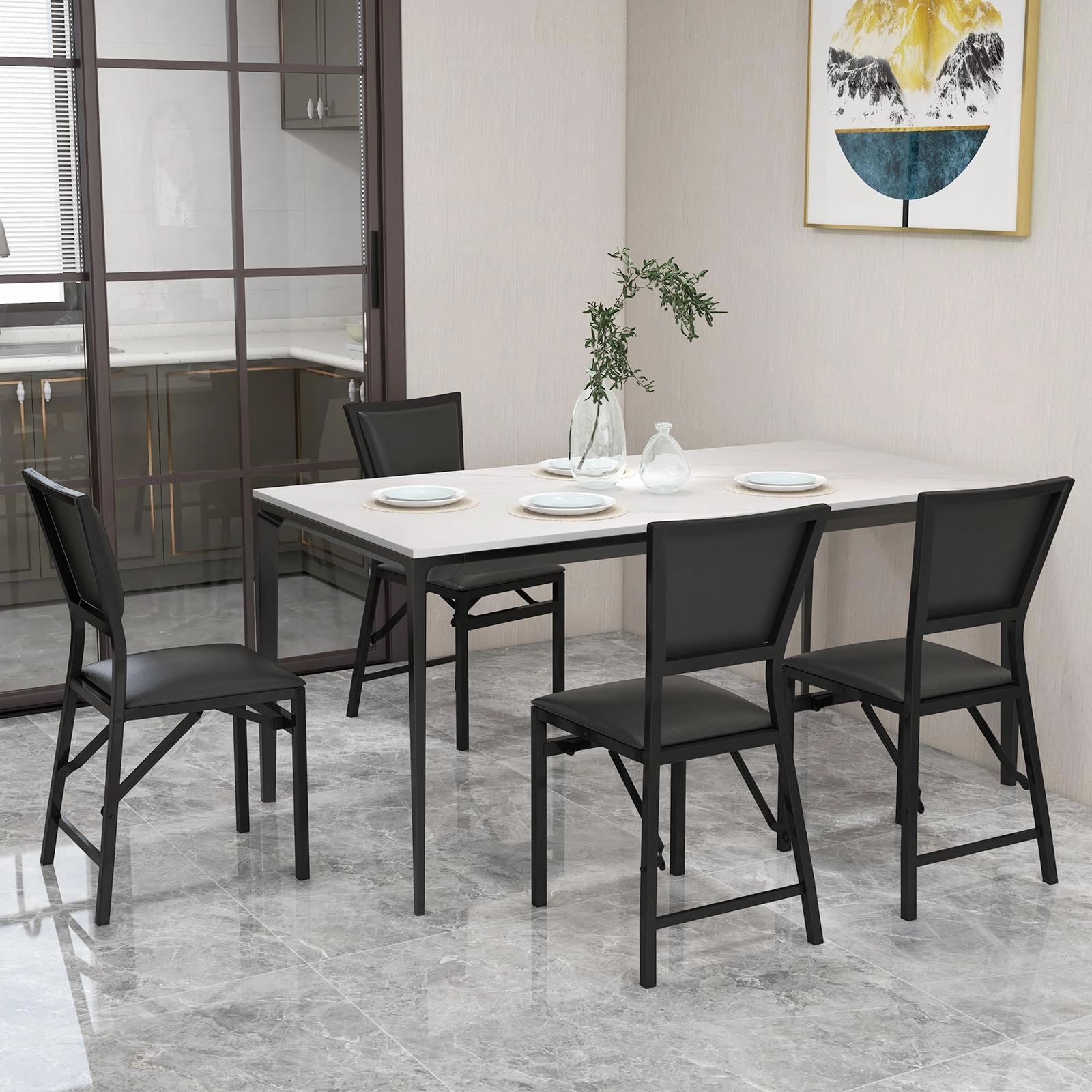 Giantex Set of 2 Metal Folding Chair Dining Chairs Home Restaurant Furniture Portable (18" X 20" X 33.5")