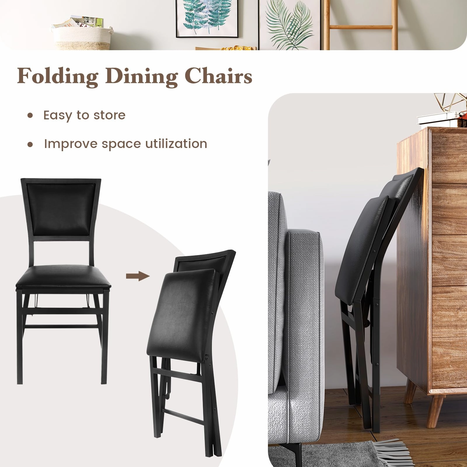 Giantex Set of 2 Metal Folding Chair Dining Chairs Home Restaurant Furniture Portable (18" X 20" X 33.5")